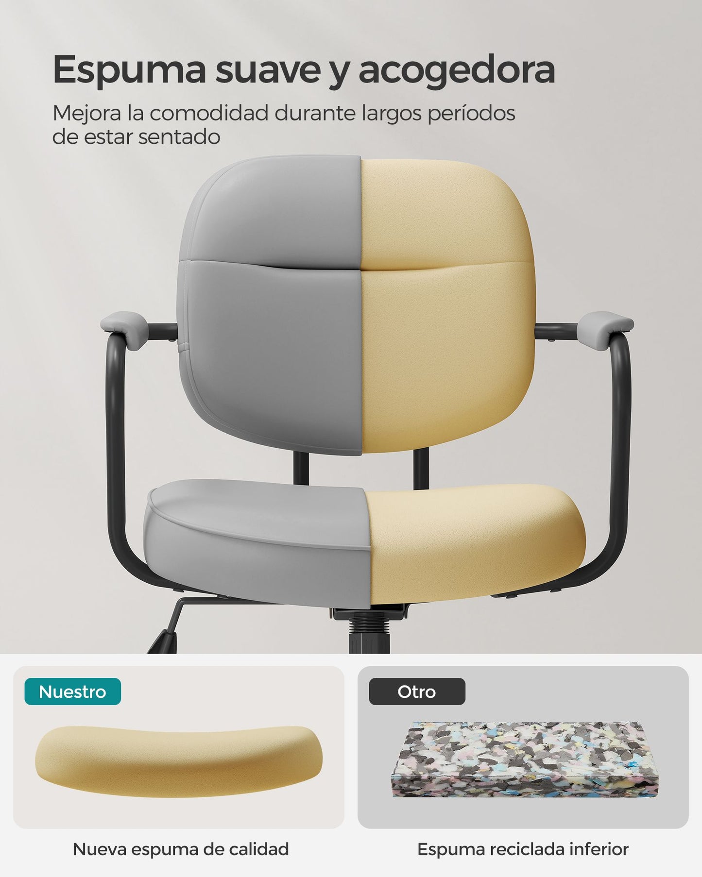 Silla de Escritorio Ergonómica Reposabrazos Gris Paloma-SONGMICS