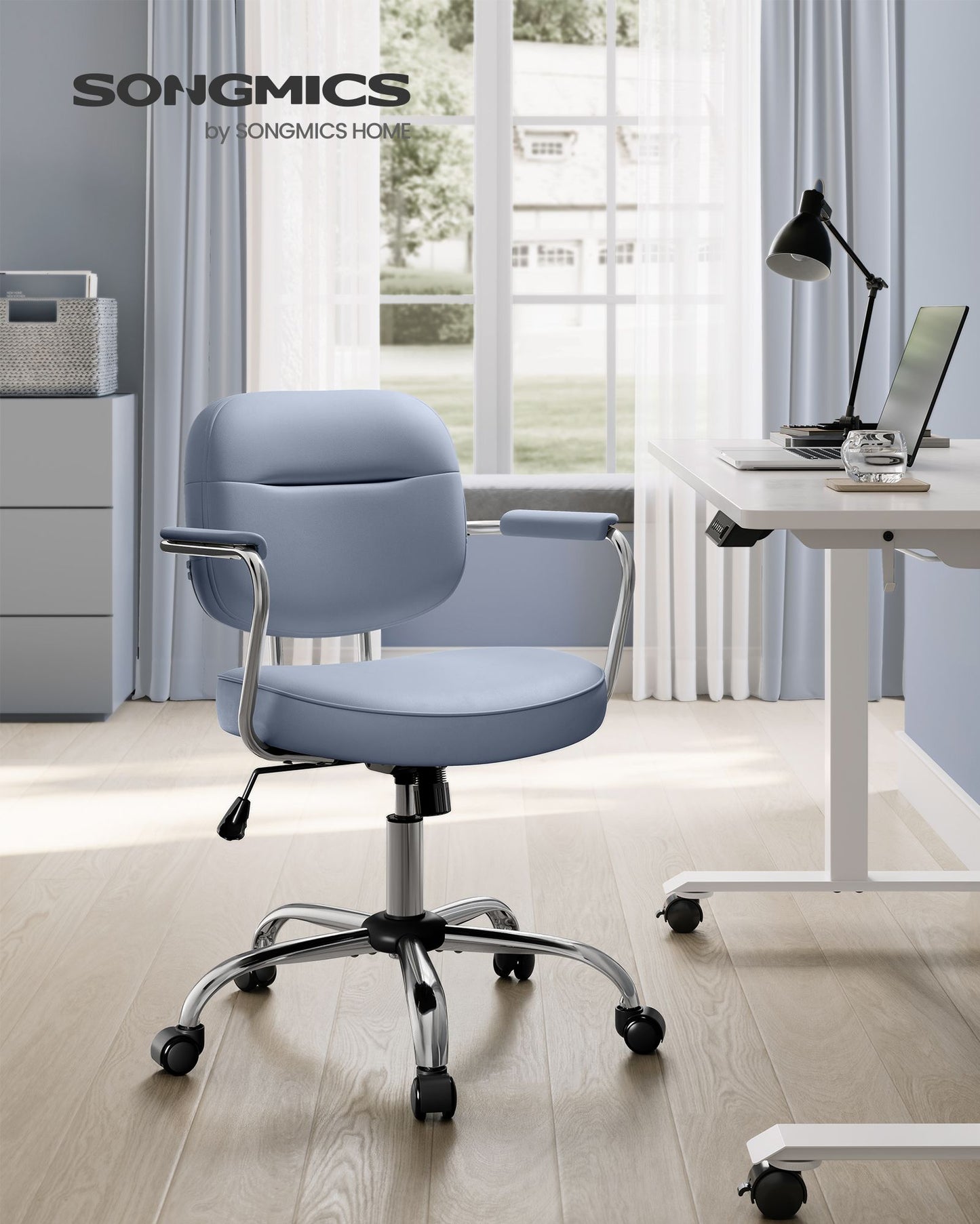 Silla de Escritorio Ergonómica Altura Ajustable Azul Niebla-SONGMICS