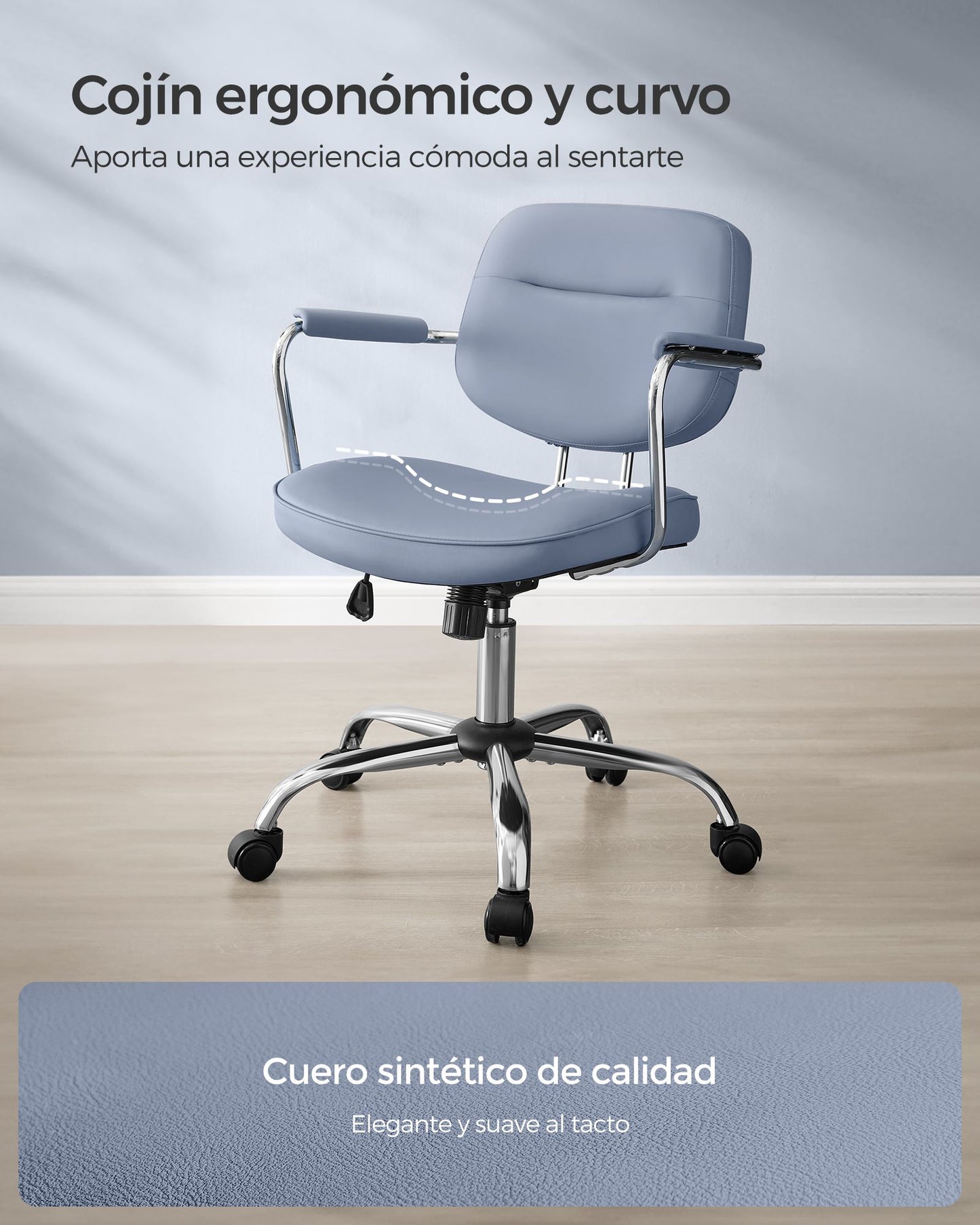 Silla de Escritorio Ergonómica Altura Ajustable Azul Niebla-SONGMICS