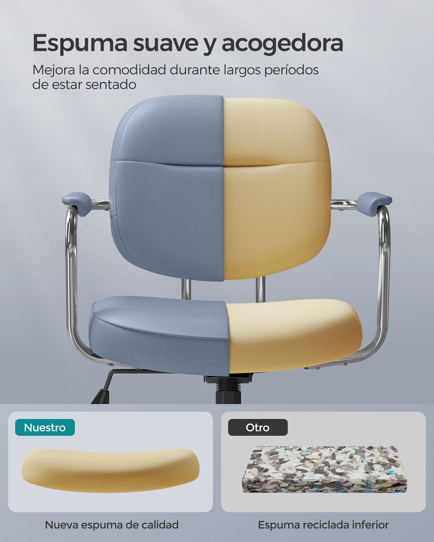 Silla de Escritorio Ergonómica Altura Ajustable Azul Niebla-SONGMICS