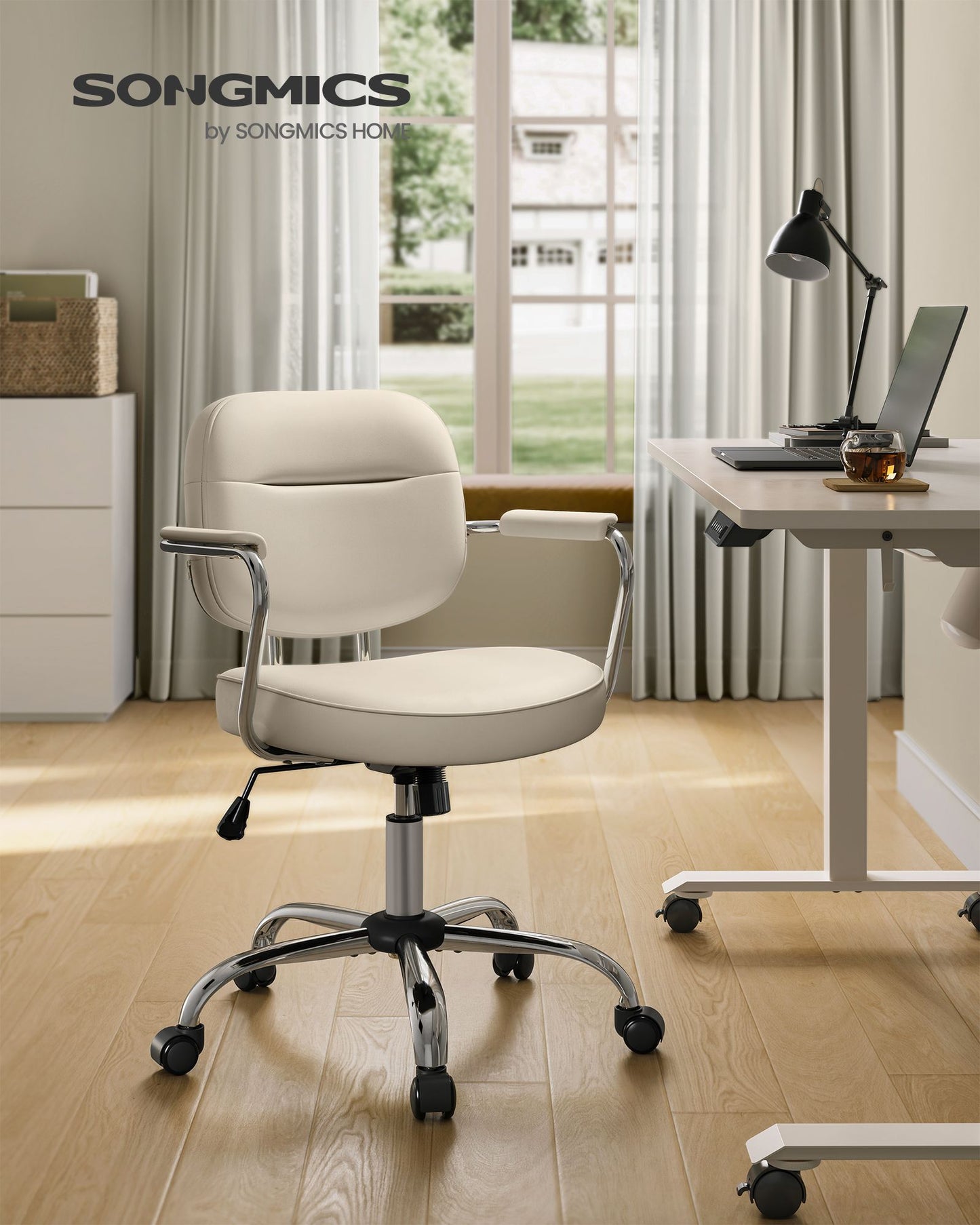 Silla de Escritorio Ergonómica Altura Ajustable Beige Capuchino-SONGMICS