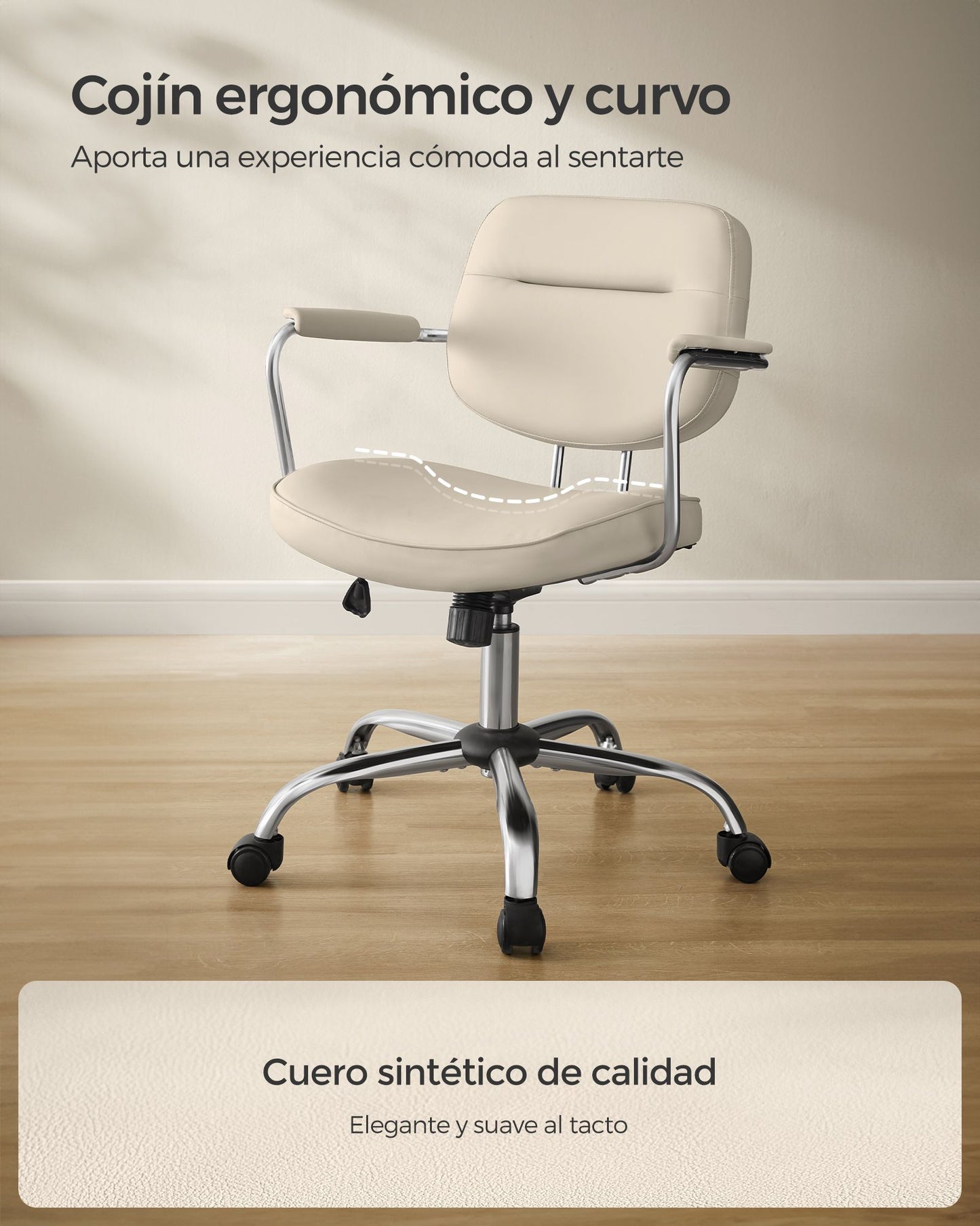 Silla de Escritorio Ergonómica Altura Ajustable Beige Capuchino-SONGMICS