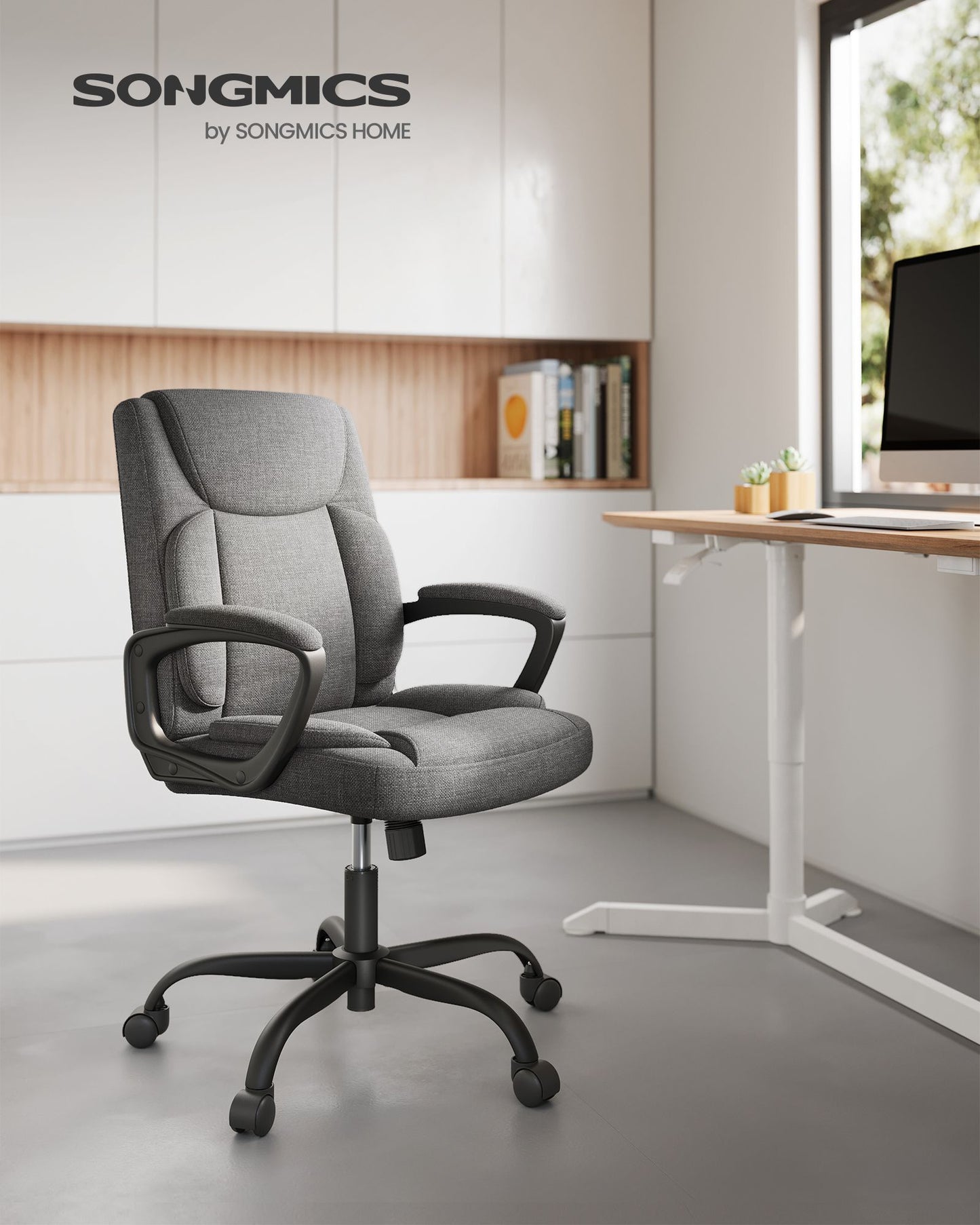 Silla de Oficina de Ergonómico con Respaldo Giratorio-SONGMICS