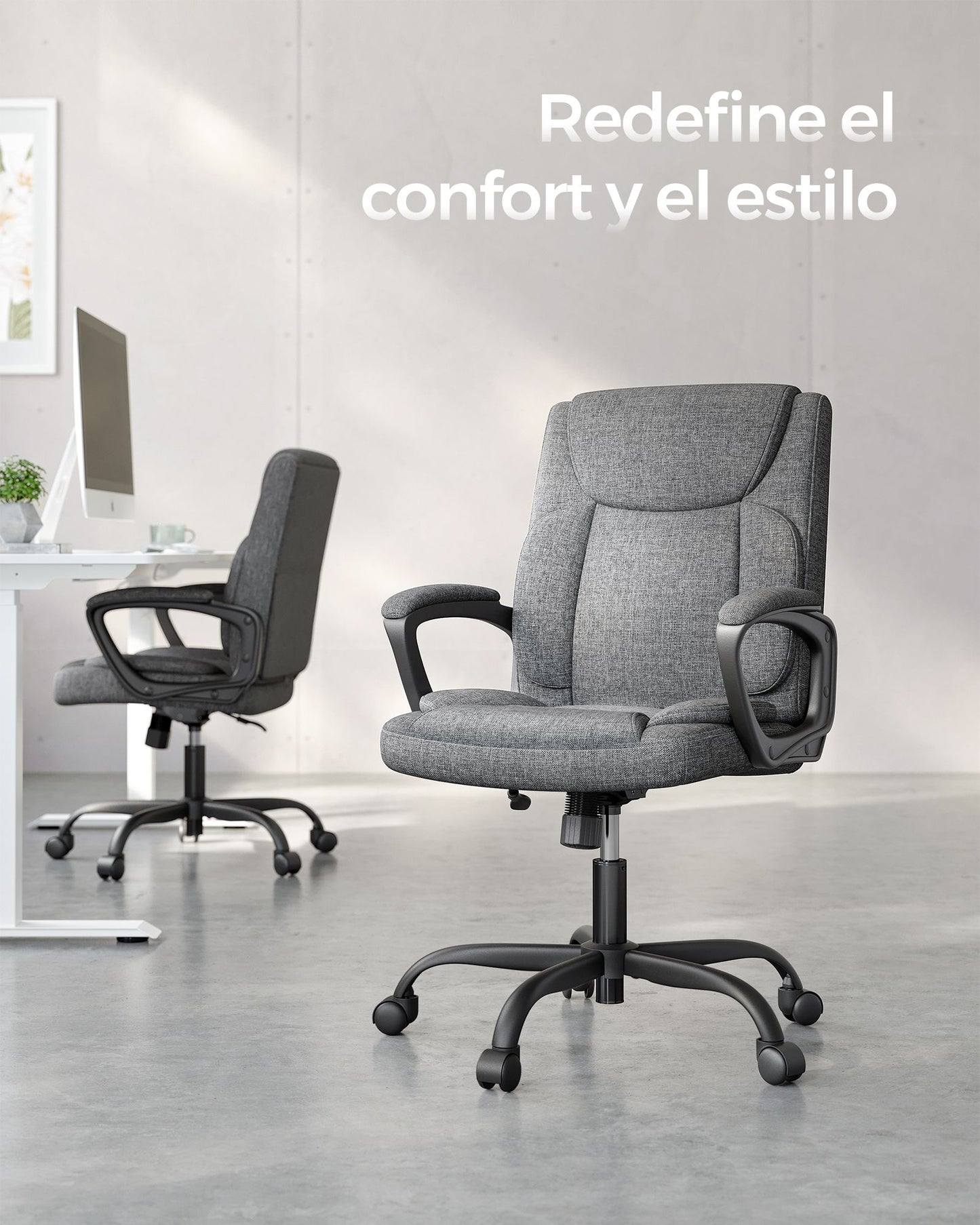 Silla de Oficina de Ergonómico con Respaldo Giratorio-SONGMICS