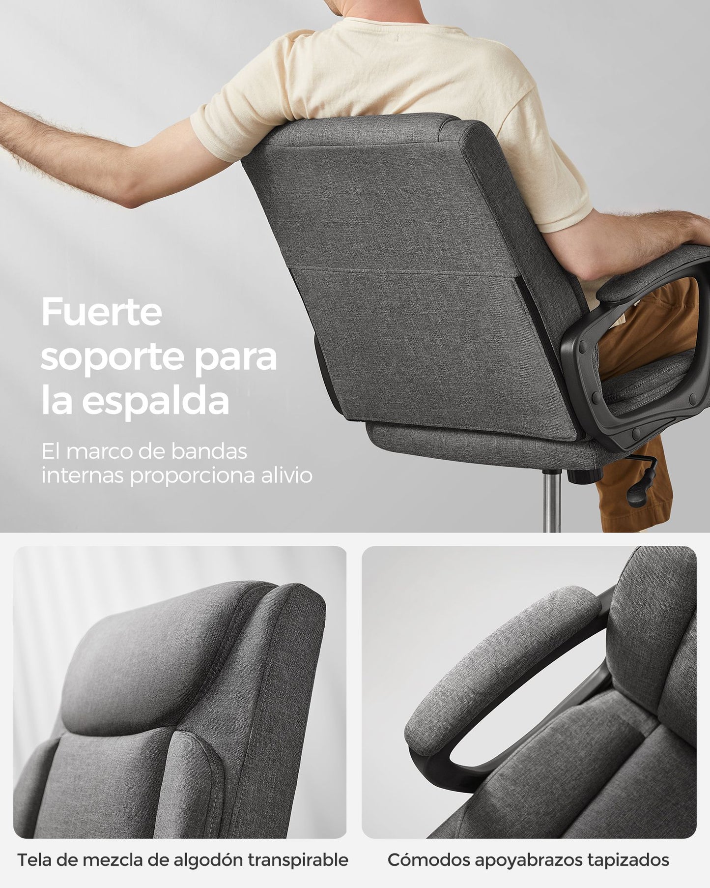 Silla de Oficina de Ergonómico con Respaldo Giratorio-SONGMICS