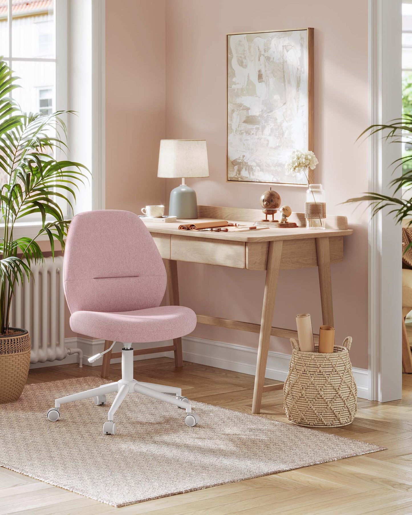 Silla de Oficina Altura Ajustable Rosa Jalea-SONGMICS HOME