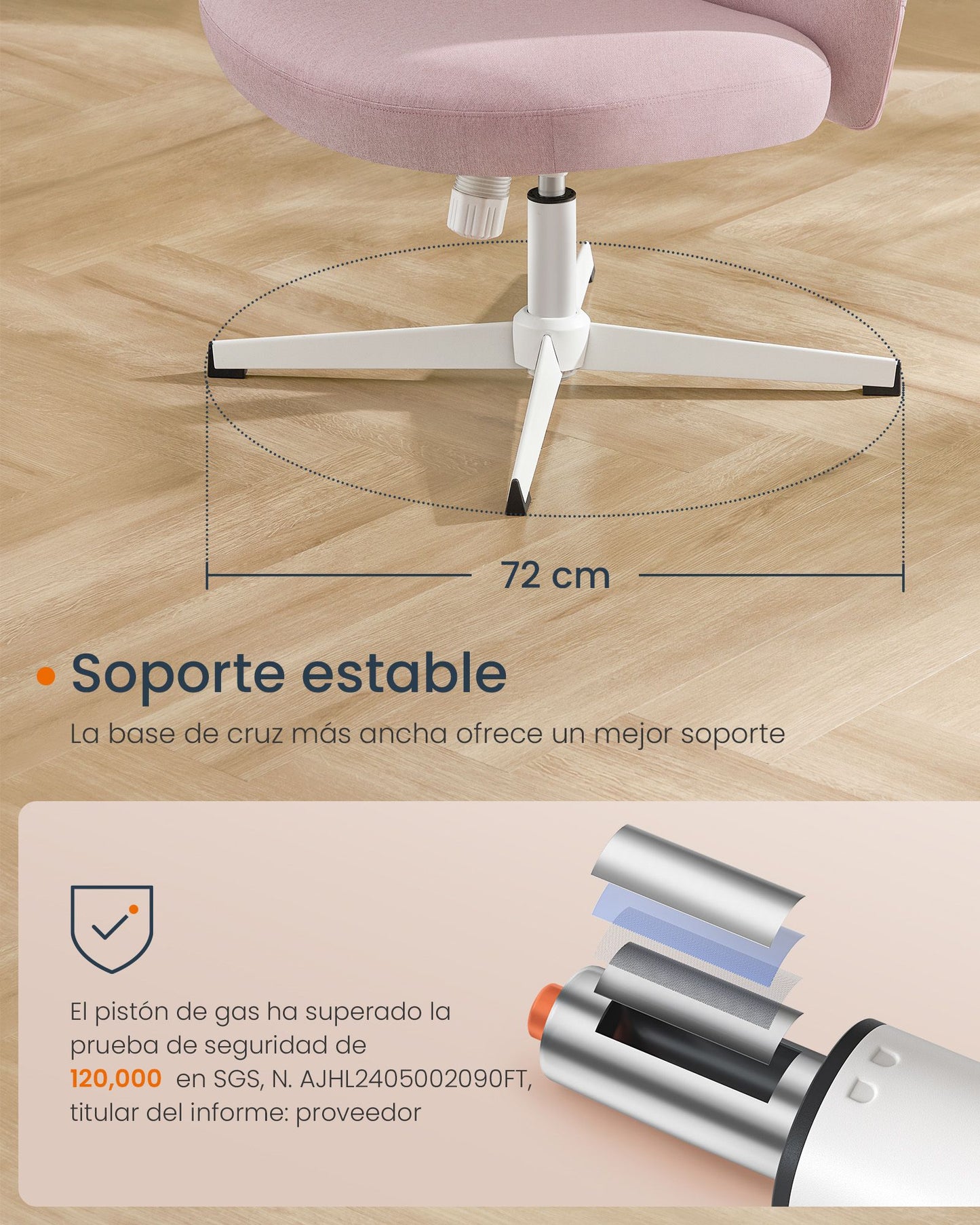 Silla de Oficina Altura Ajustable Rosa Jalea-SONGMICS HOME