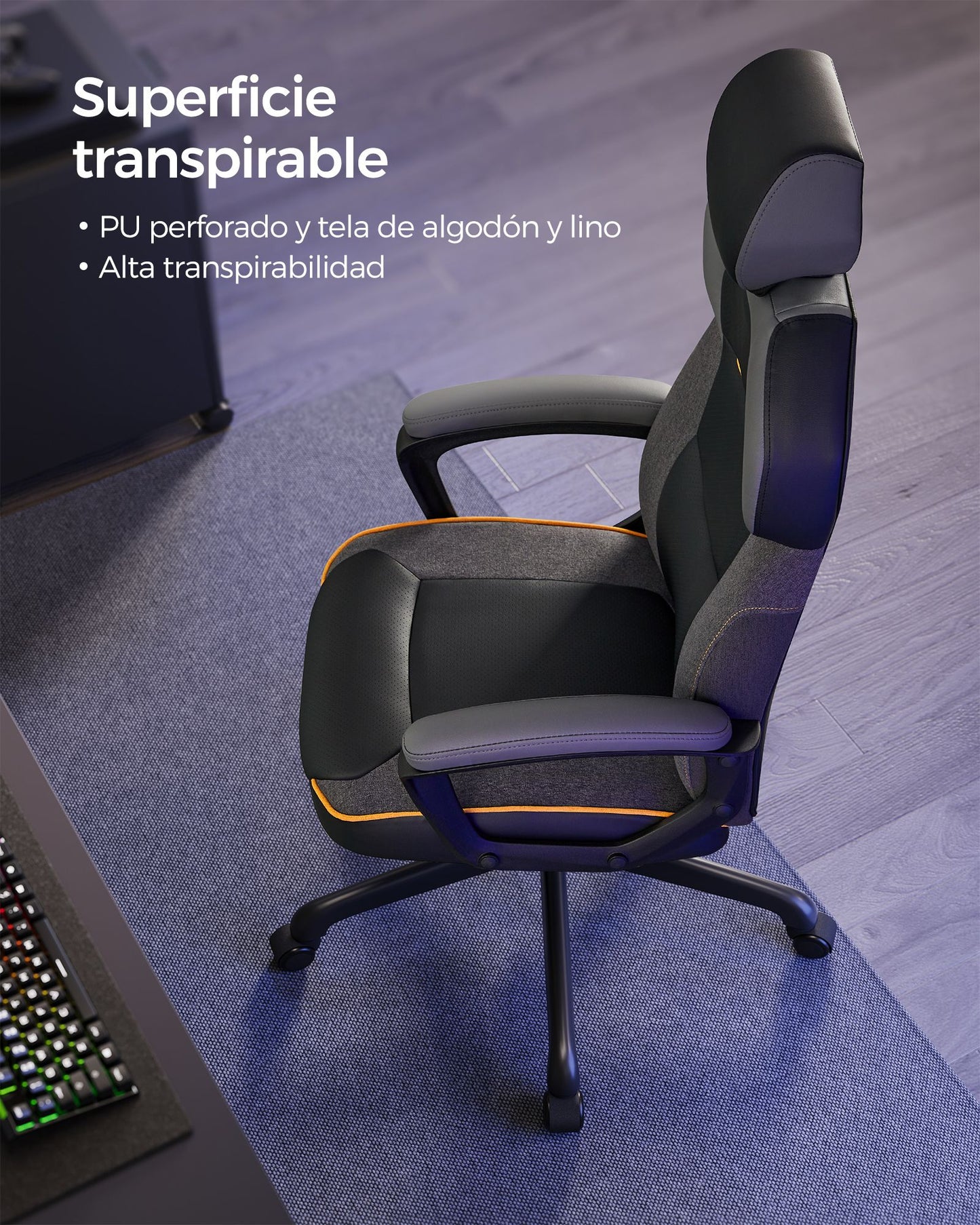 Silla de Oficina Silla Gaming Altura Ajustable Reposacabezas Ajustable-SONGMICS