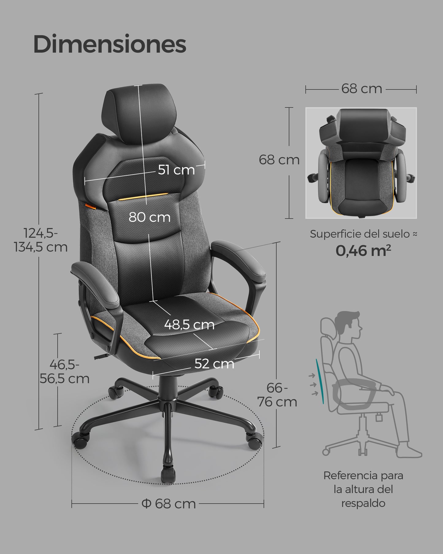 Silla de Oficina Silla Gaming Altura Ajustable Reposacabezas Ajustable-SONGMICS