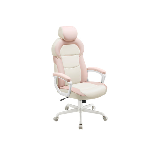 Silla de Oficina Reposacabezas Ajustable Rosa Jalea-SONGMICS