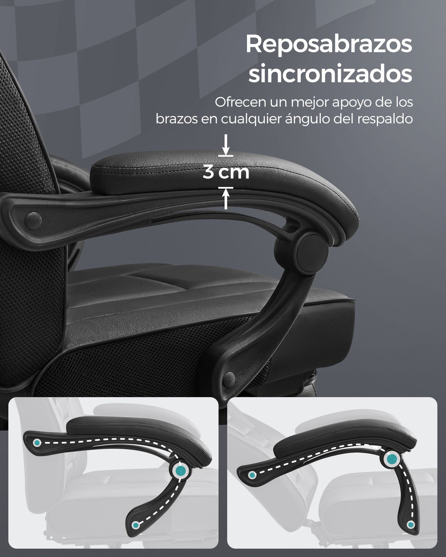 Silla de Oficina Ergonómica con Reposapiés Negro Tinta-SONGMICS