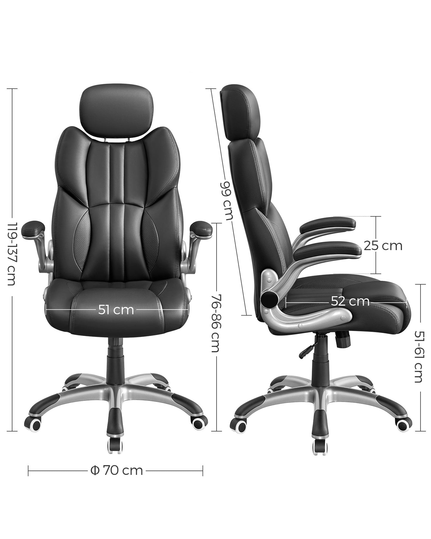 Silla de Oficina Silla Gaming Ergonómica Silla Racing Negro Tinta-SONGMICS