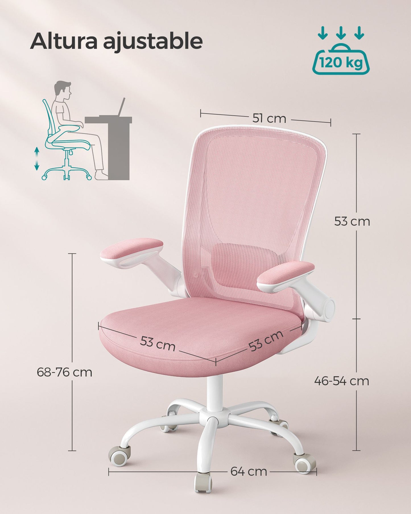 Silla de Oficina Silla de Escritorio Silla Giratoria de Malla Silla Ergonómica-SONGMICS