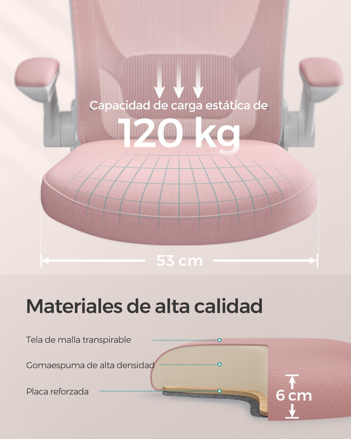 Silla de Oficina Silla de Escritorio Silla Giratoria de Malla Silla Ergonómica-SONGMICS