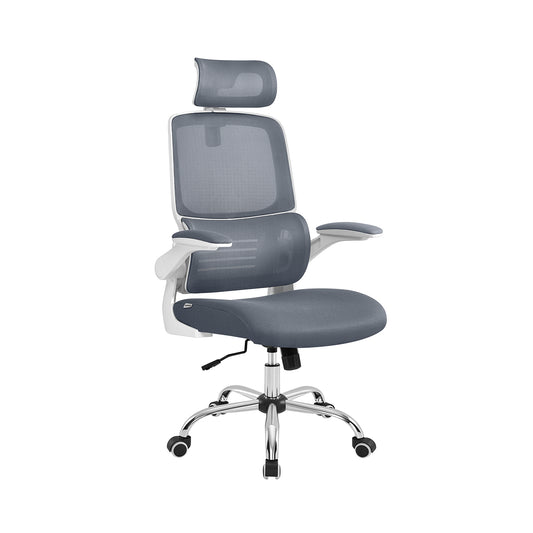 Silla Ergonómica de Oficina Reposabrazos Abatibles Gris Paloma-SONGMICS