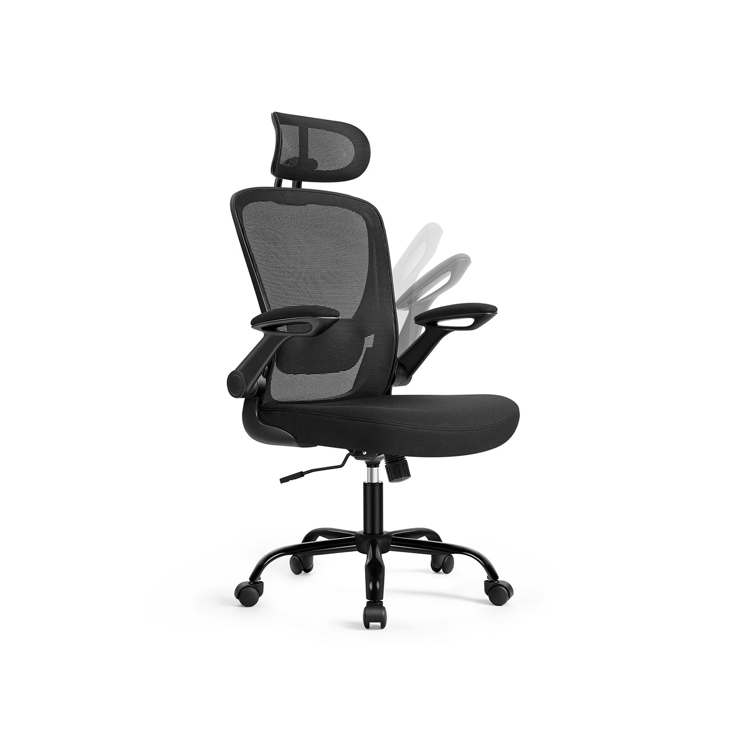 Silla de Oficinade Malla Ergonómica Negro Tinta-SONGMICS