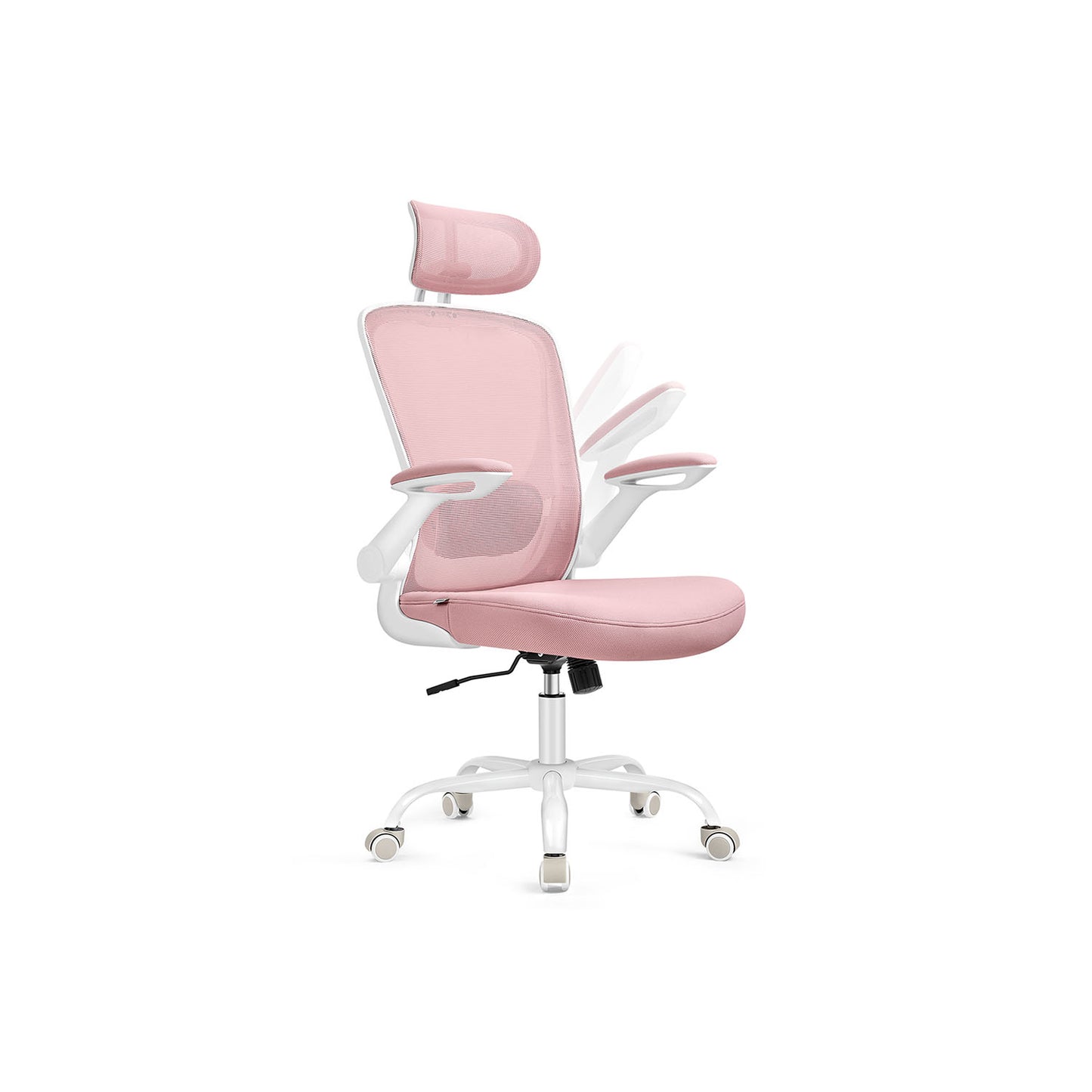 Silla de Oficina Asiento de 53 cm Reposacabezas Rosa Jalea-SONGMICS