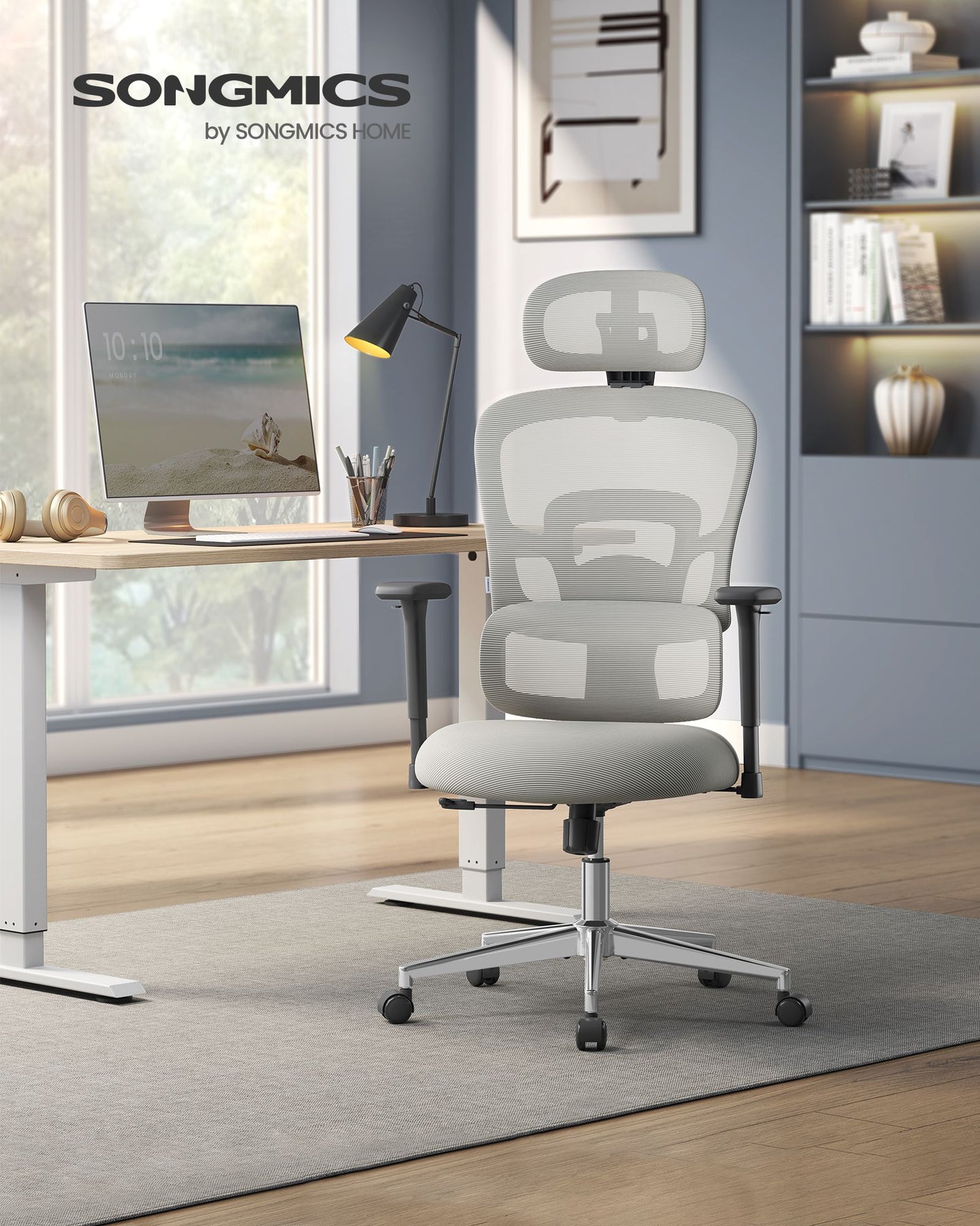 Silla de Oficina Ergonómica Gris Paloma-SONGMICS