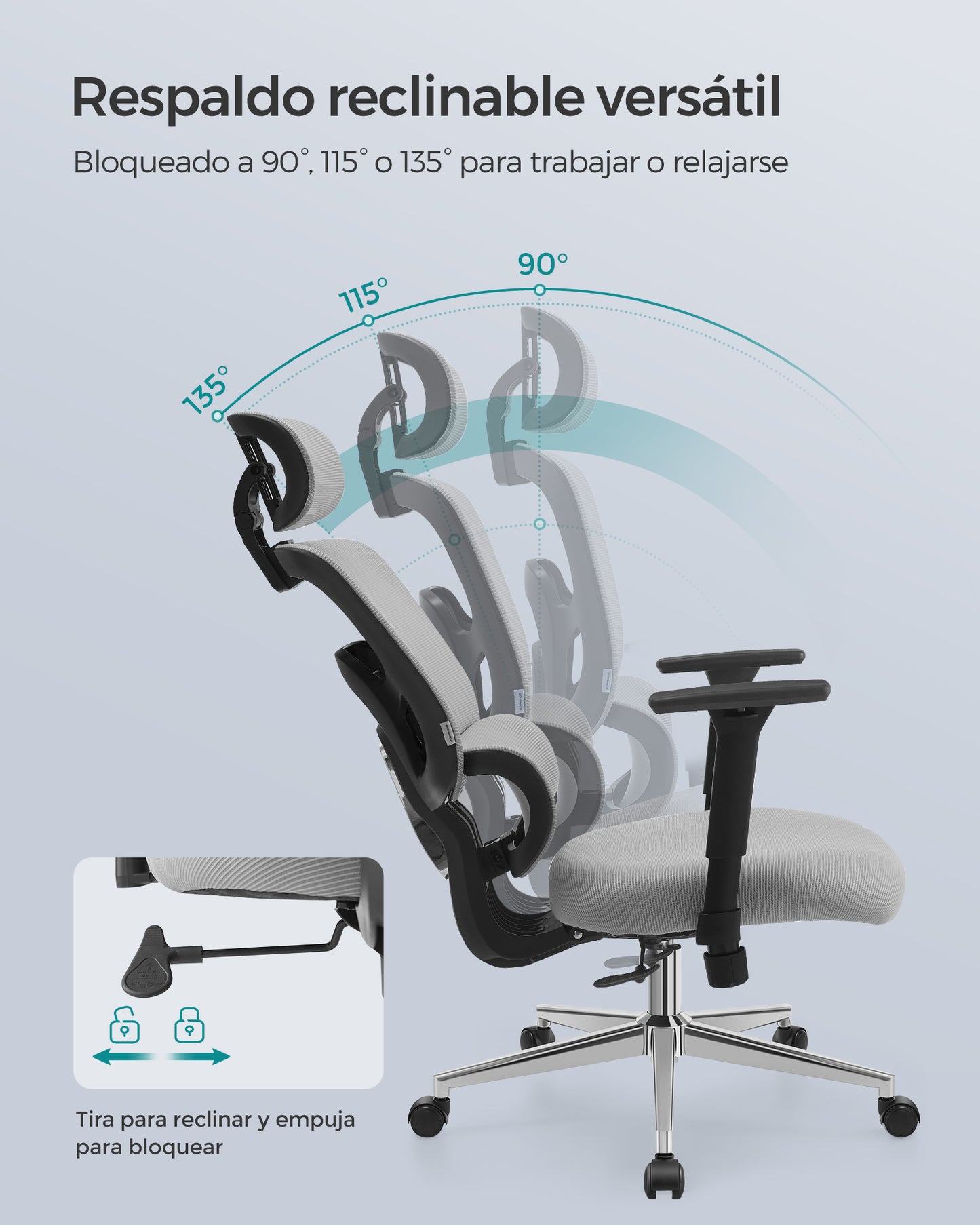 Silla de Oficina Ergonómica Gris Paloma-SONGMICS