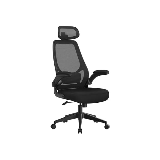 Silla de Oficina con Reposabrazos Ajustables Negro-SONGMICS