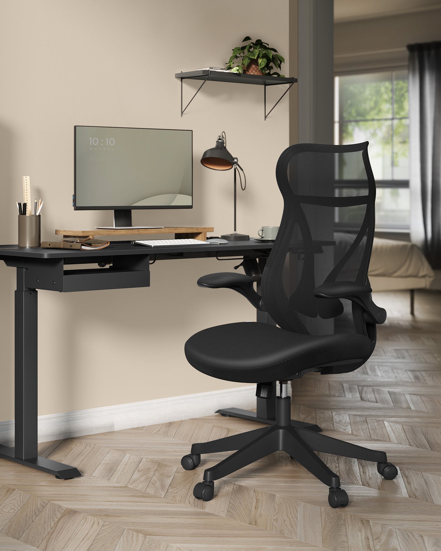 Silla de Oficina Respaldo Ergonómico Negro Tinta-SONGMICS