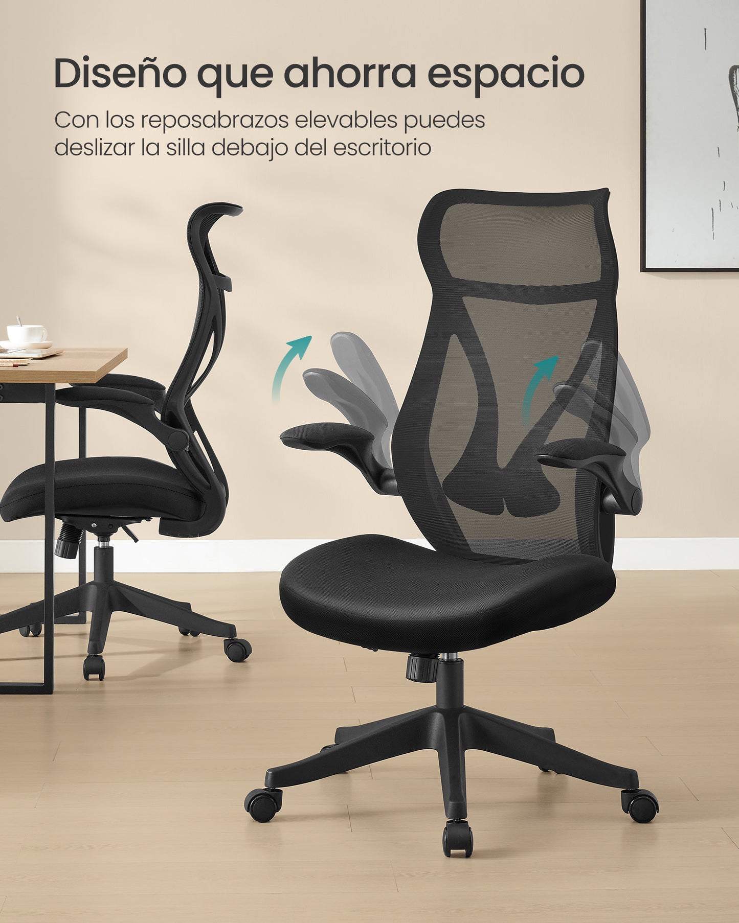 Silla de Oficina Respaldo Ergonómico Negro Tinta-SONGMICS