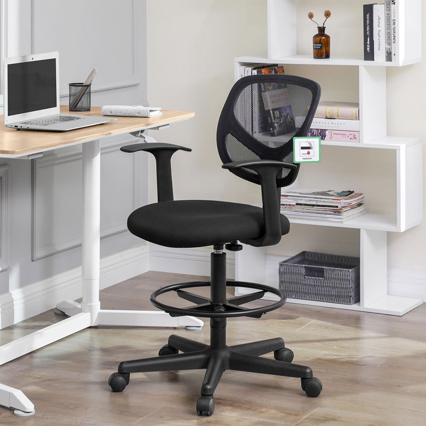 Sillón de Oficina Silla de Lona Taburete con reposapiés Silla para Oficina-SONGMICS