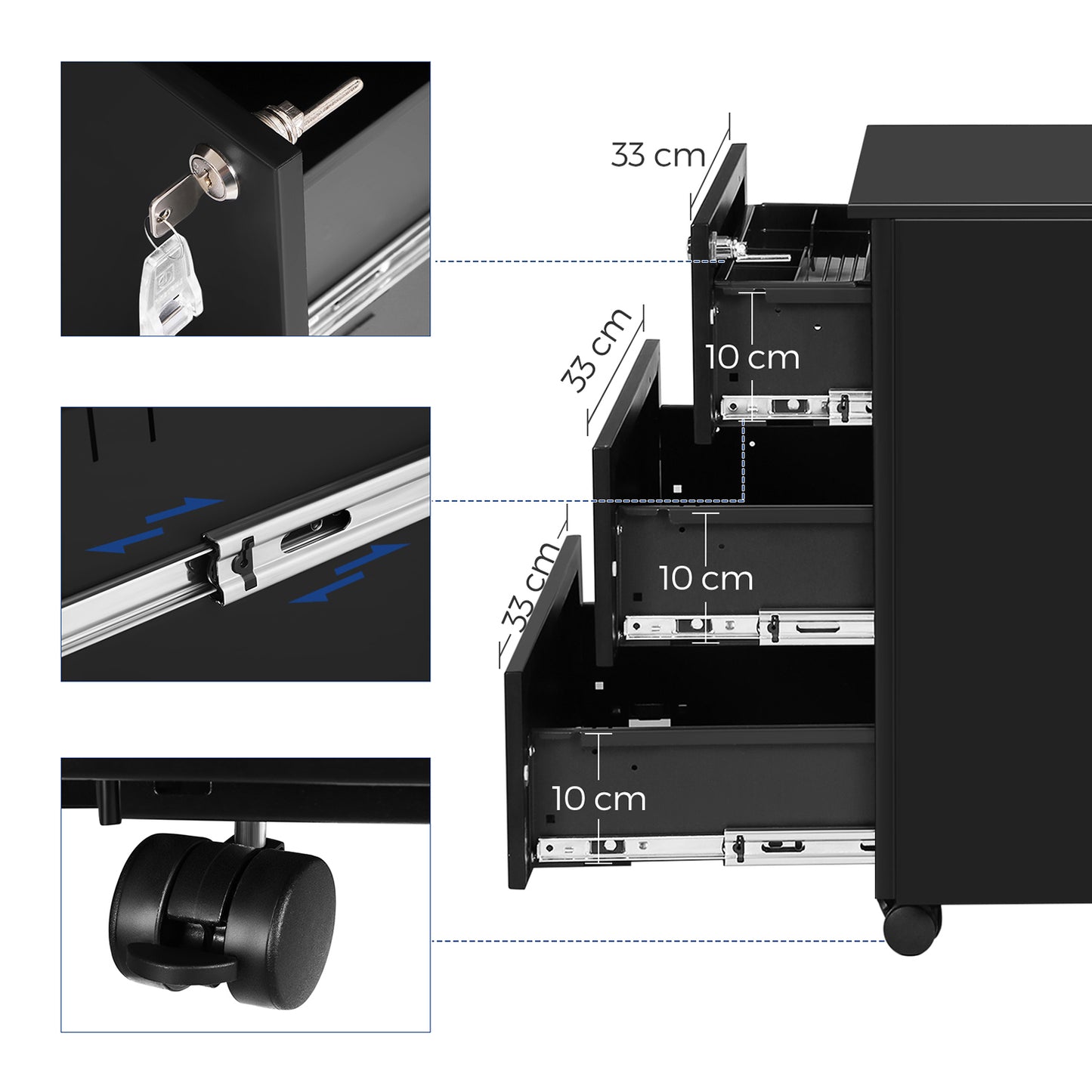 Archivador Móvil con Cerradura-SONGMICS