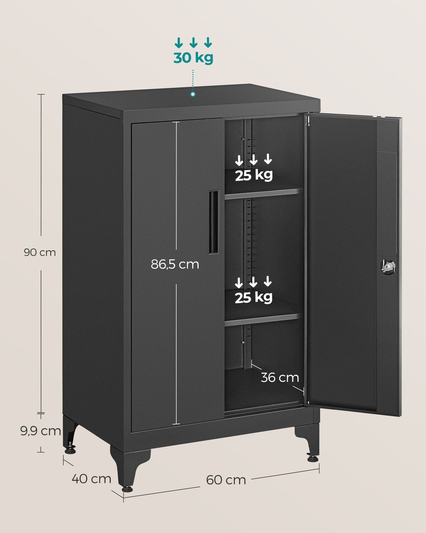 Archivador de Oficina Multifuncional Negro Tinta-SONGMICS