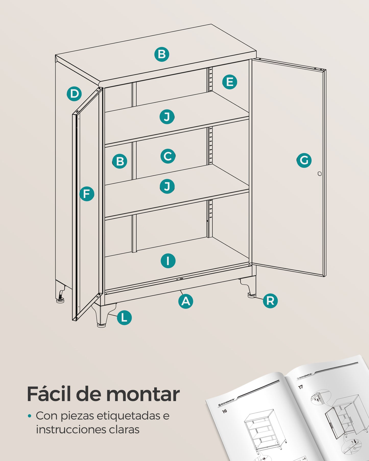 Archivador de Oficina Multifuncional Negro Tinta-SONGMICS