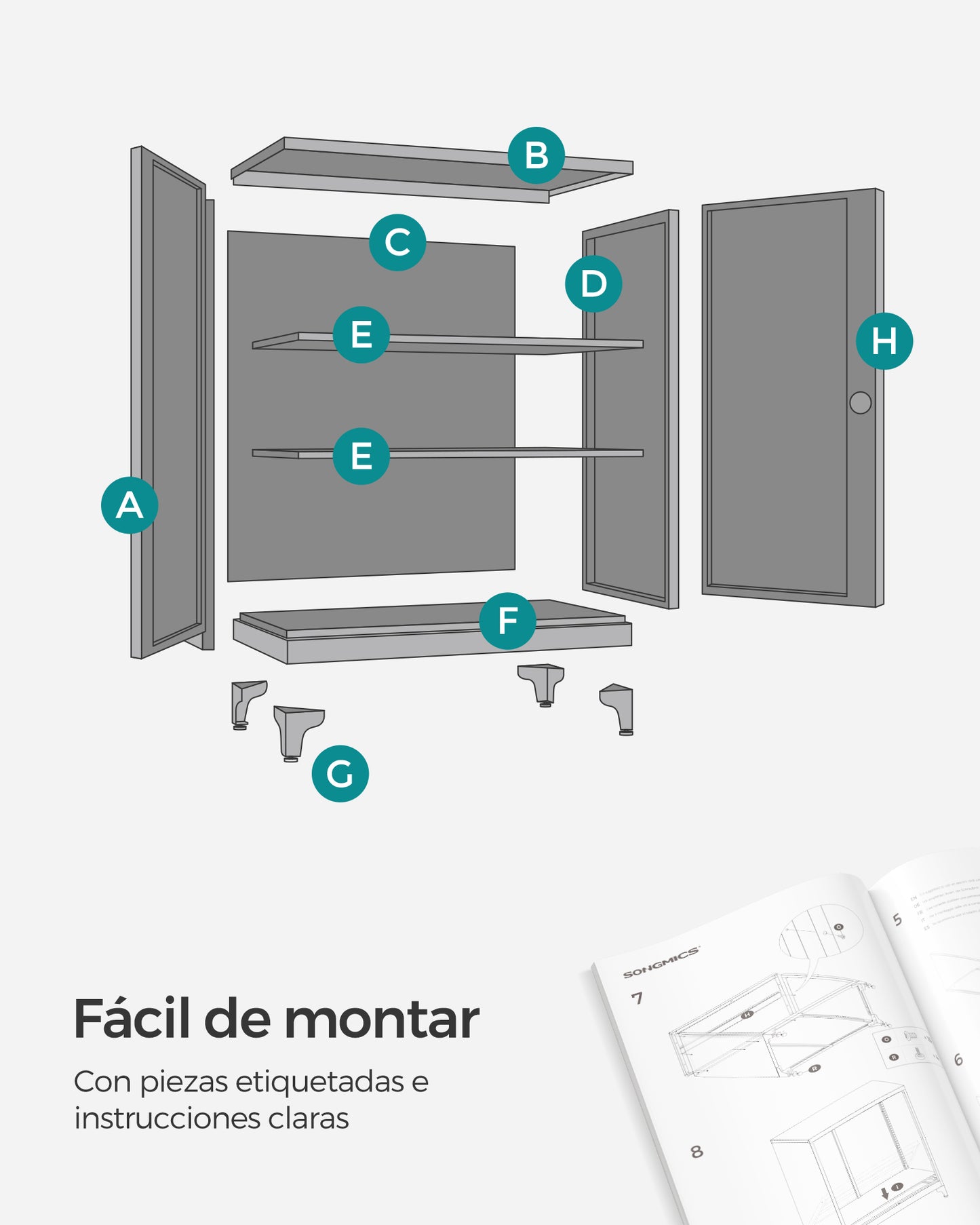 Archivador de Oficina Armario Multifuncional de Acero Negro-SONGMICS