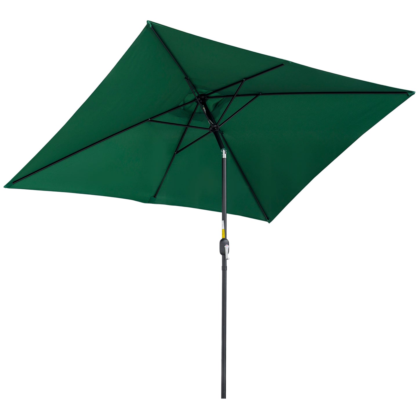 Outsunny Sombrilla de Aluminio 195x295x253 cm Parasol Rectangular de Jardín Inclinable con Manivela y Poste Desmontable para Terraza Piscina Patio Exterior Verde