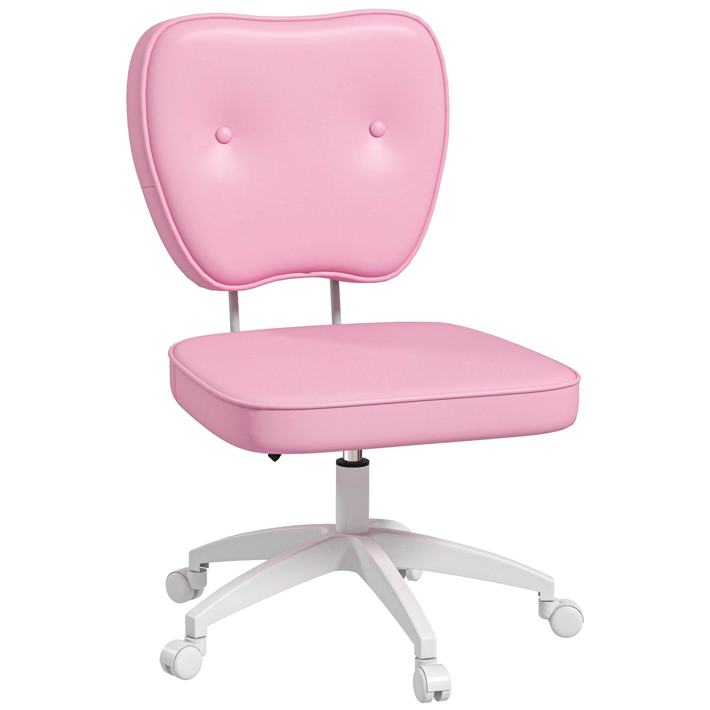 Vinsetto Silla de Escritorio Tapizada en PU Silla de Oficina Giratoria con Altura Ajustable Sin Brazos Carga 120 kg Silla para Estudio Dormitorio 46x59x82-92 cm Rosa