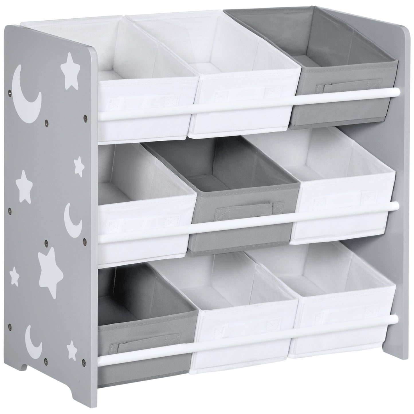 ZONEKIZ Estantería Infantil con 9 Cajas de Tela no Tejida Extraíbles Organizador de Juguetes para Dormitorio Guardería 63x30x60 cm Gris