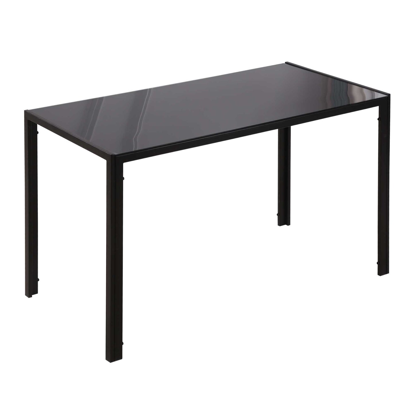 HOMCOM Mesa de Comedor de Cristal Mesa Rectangular para 4-6 Personas con Patas de Metal Multifuncional para Cocina Salón 120x60x75 cm Negro