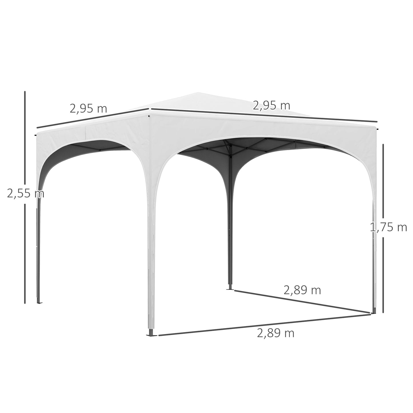 Outsunny Carpa Plegable 3x3 m Cenador de Jardín Altura Ajustable con Bolsa de Transporte Impermeable Anti-UV y Bolsas de Arena Gazebo para Exteriores Jardín Patio Blanco