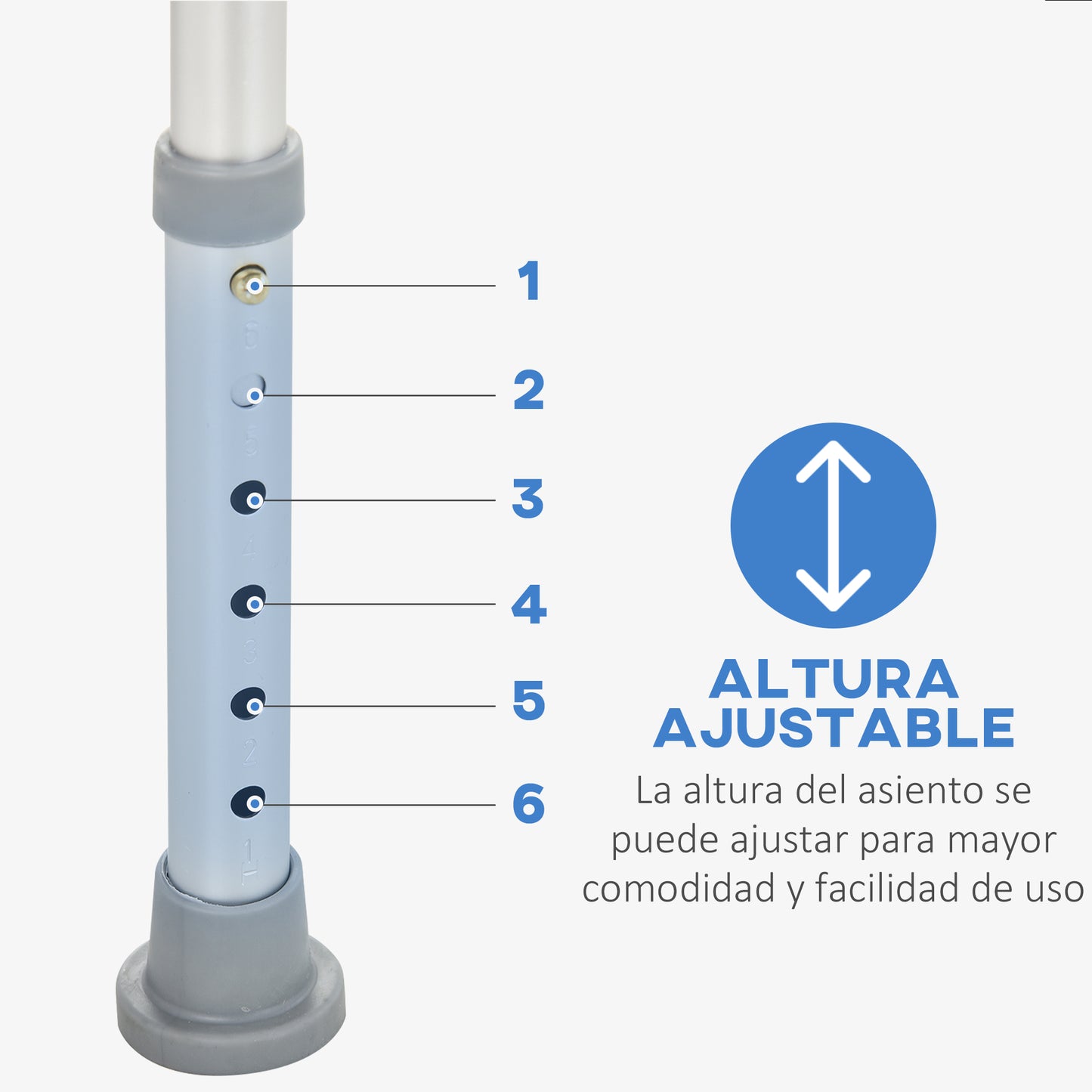 HOMCOM Silla Ducha Personas Mayores Taburete de Ducha Silla para Ducha con Respaldo Altura Regulable Antideslizante y Apoyabrazos Carga 136 kg Ayuda para Baño para Ancianos y Discapacitados