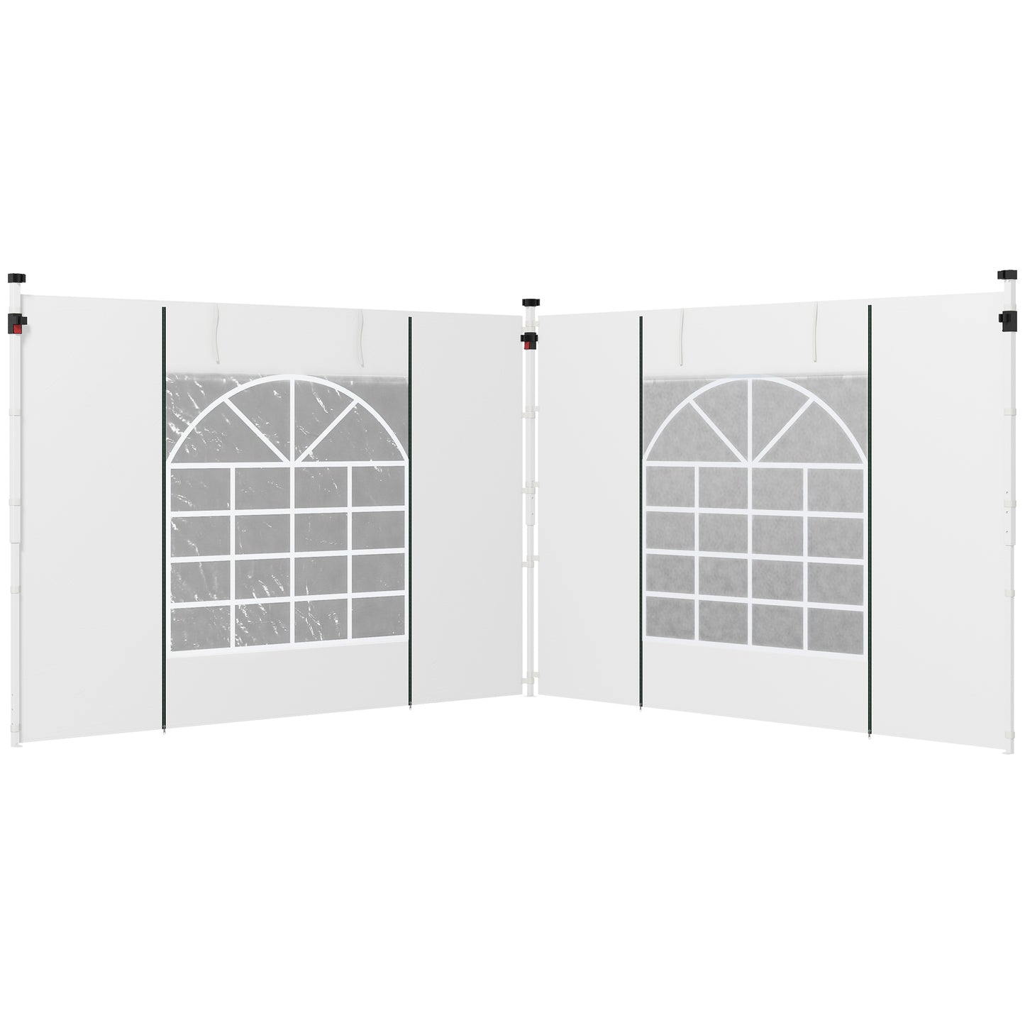 Outsunny Paredes Laterales para Carpa de 2 Paneles 295x195 cm Cortina Lateral de Tela Oxford con Ventana Enrollable y Puerta con Cremallera para Carpa 3x3 m o 3x6 m Blanco