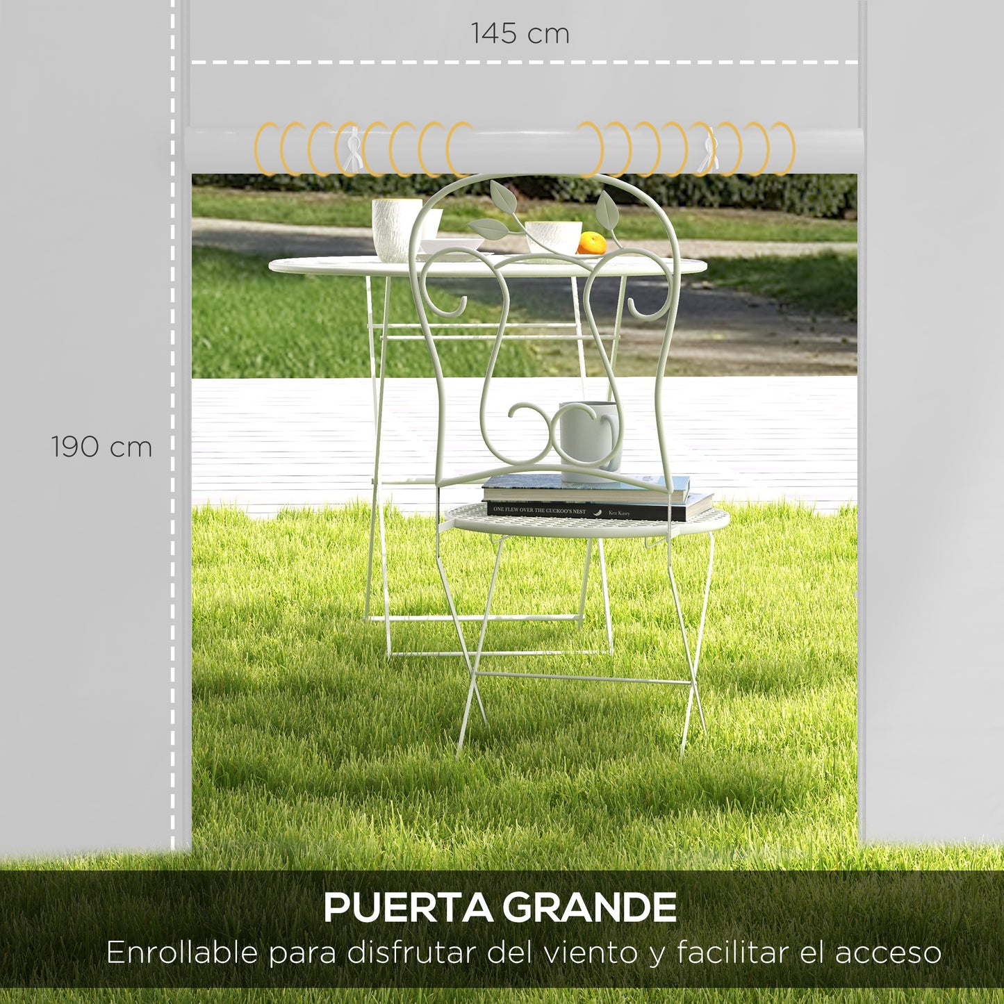 Outsunny Paredes Laterales para Carpa de 2 Paneles 295x195 cm Cortina Lateral de Tela Oxford con Ventana Enrollable y Puerta con Cremallera para Carpa 3x3 m o 3x6 m Blanco