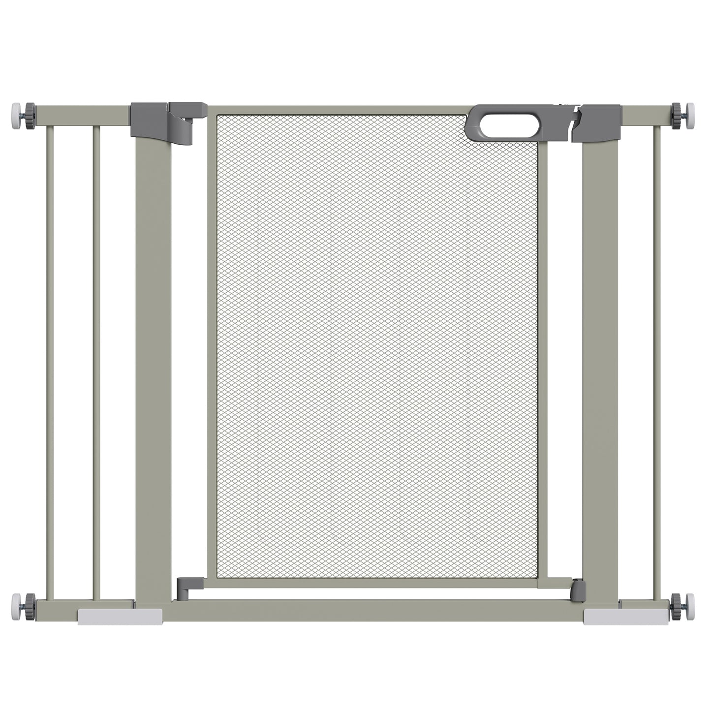 PawHut Barrera de Seguridad para Perros Extensible 75-103 cm Barrera para Escalera Puerta con 2 Extensiones Doble Bloqueo Cierre Automático Gris