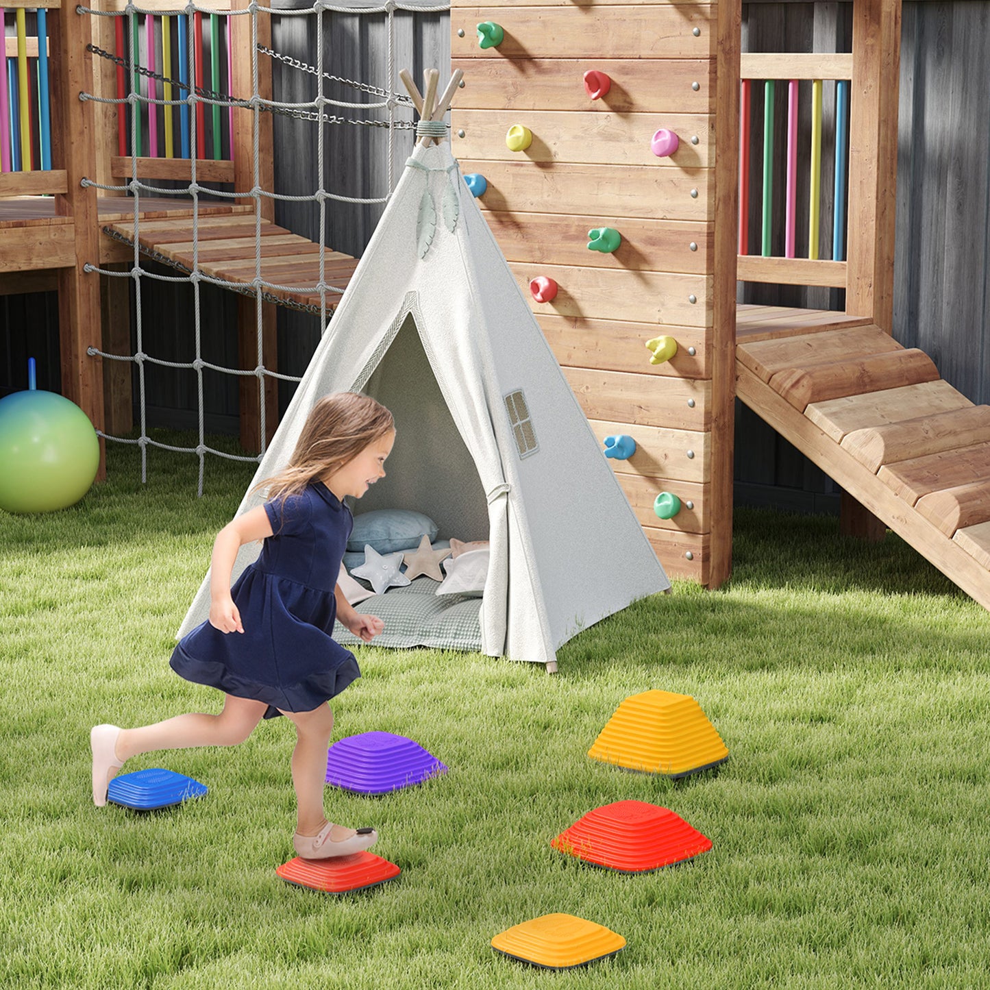 AIYAPLAY Conjuntos de Piedras de Equilibrio para Niños Apilables de 6 Piezas Juego de Equilibrio para Niños de +3 Años Antideslizantes para Interior y Exterior Multicolor