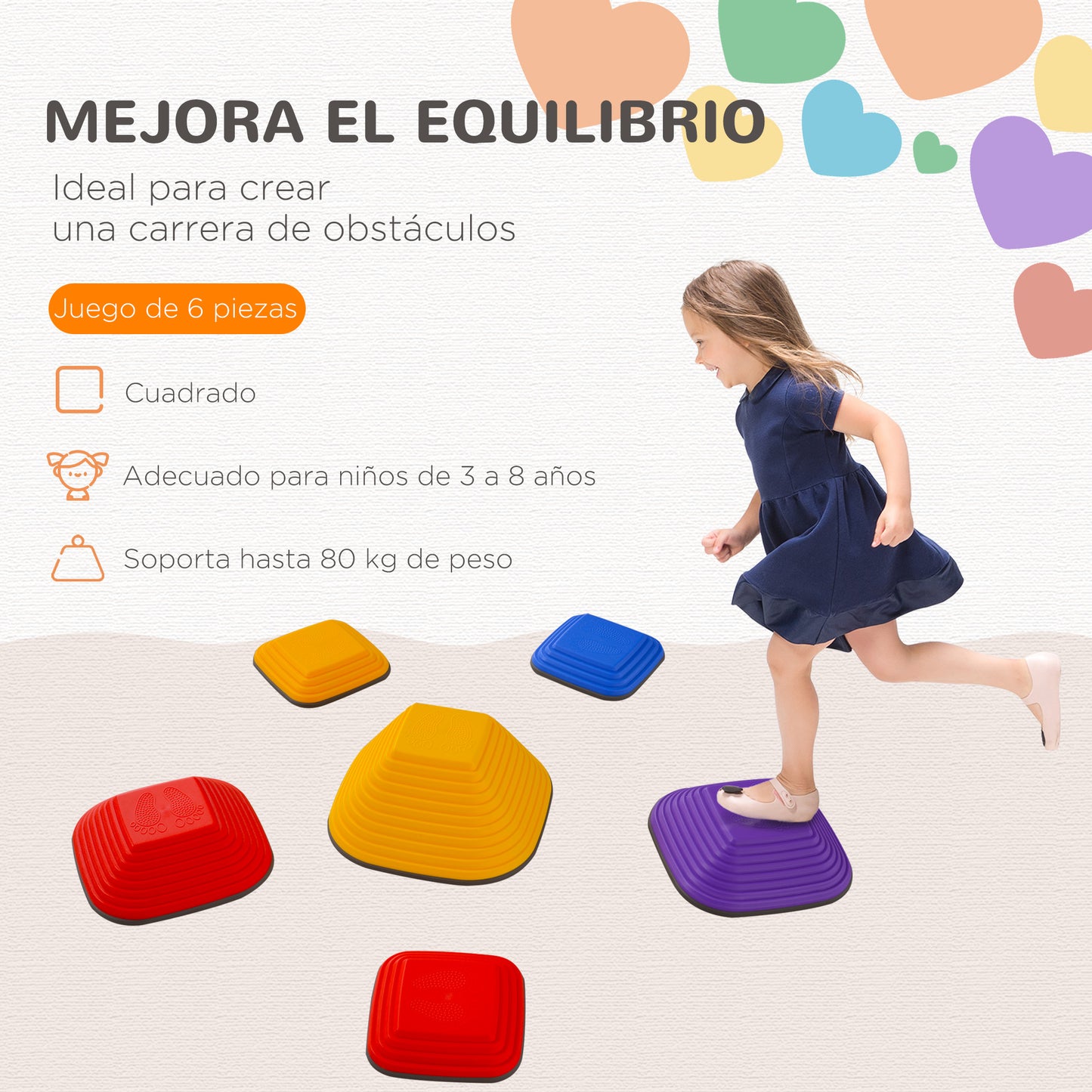 AIYAPLAY Conjuntos de Piedras de Equilibrio para Niños Apilables de 6 Piezas Juego de Equilibrio para Niños de +3 Años Antideslizantes para Interior y Exterior Multicolor