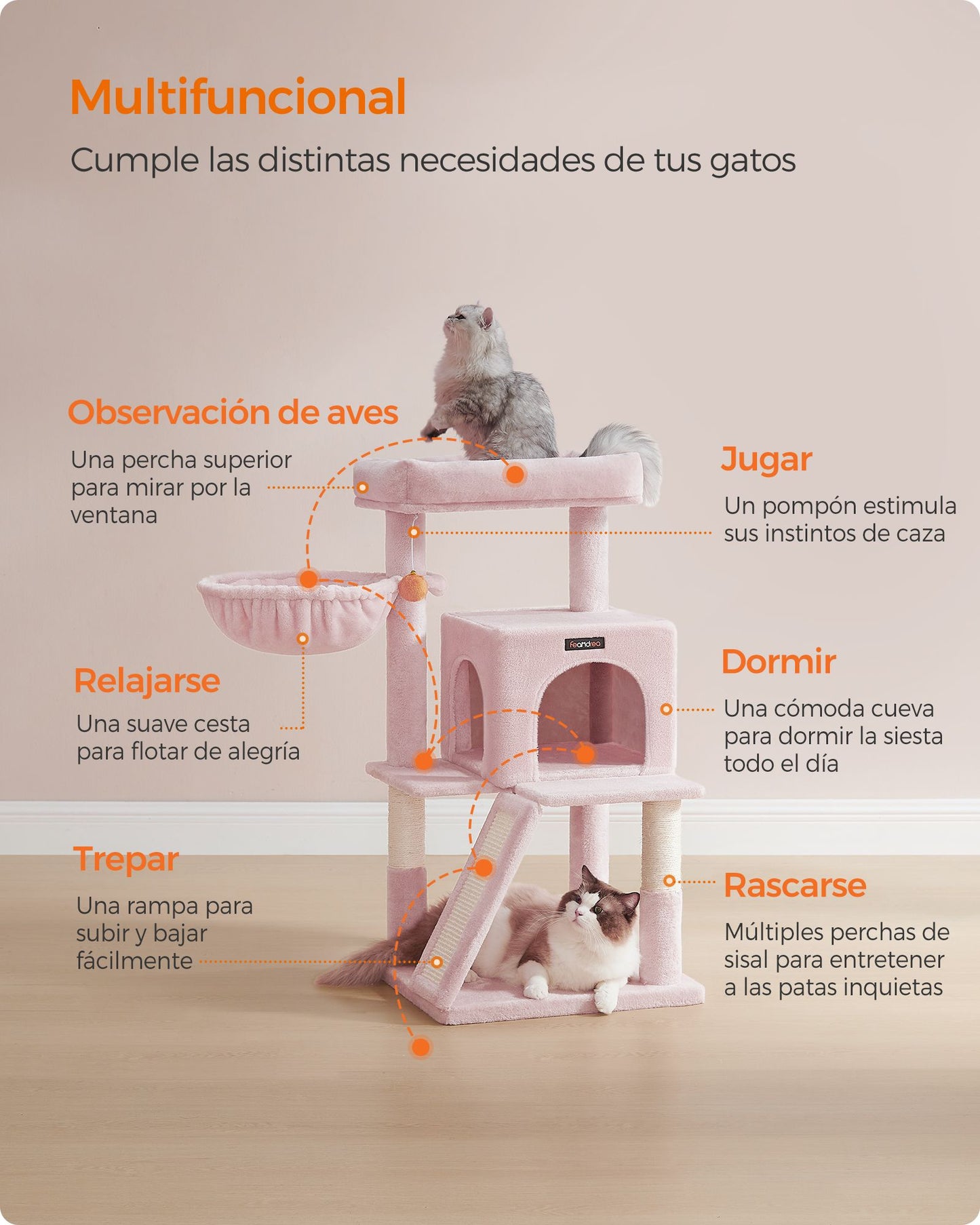 Árbol de Gatos para Gatos Grandes Rosa Jalea-Feandrea