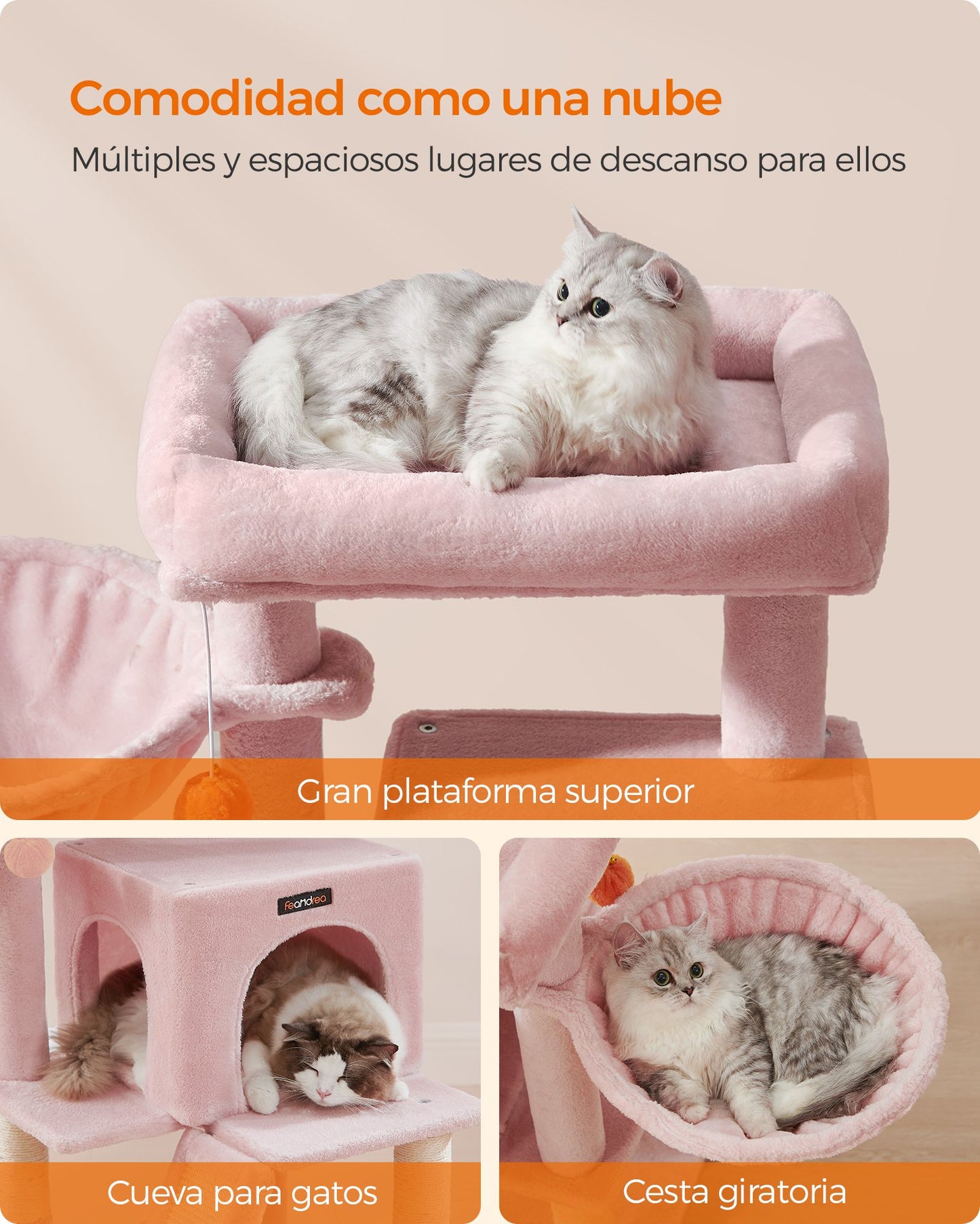 Árbol de Gatos para Gatos Grandes Rosa Jalea-Feandrea