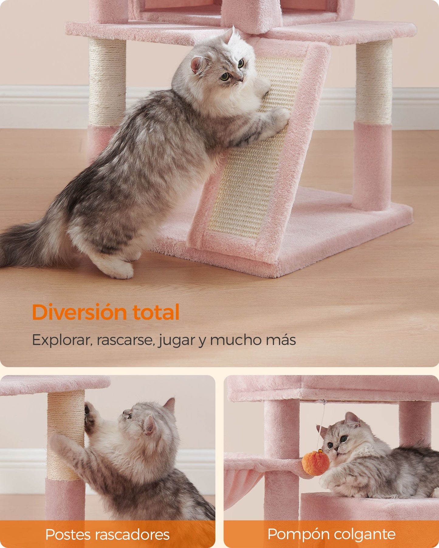 Árbol de Gatos para Gatos Grandes Rosa Jalea-Feandrea