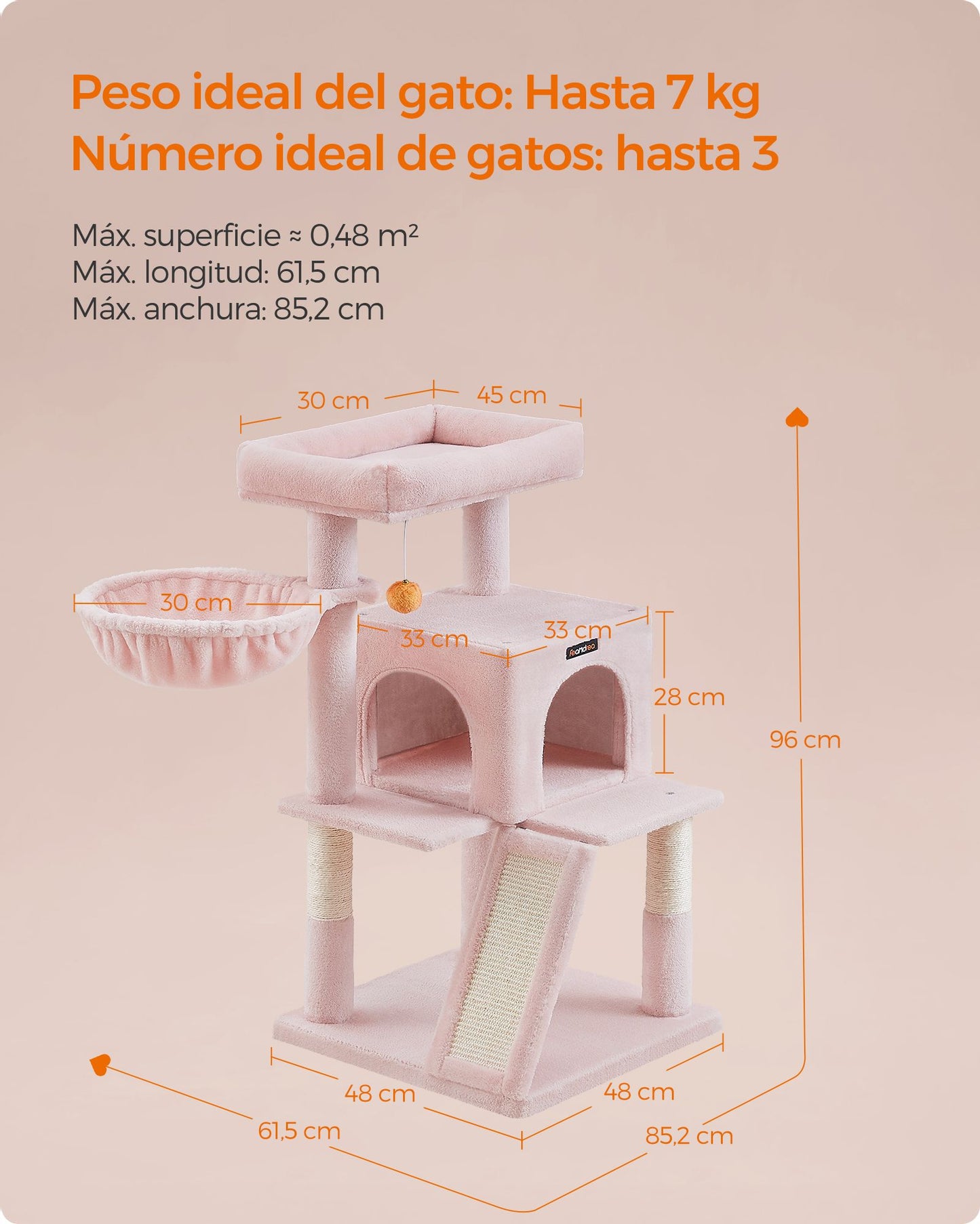 Árbol de Gatos para Gatos Grandes Rosa Jalea-Feandrea