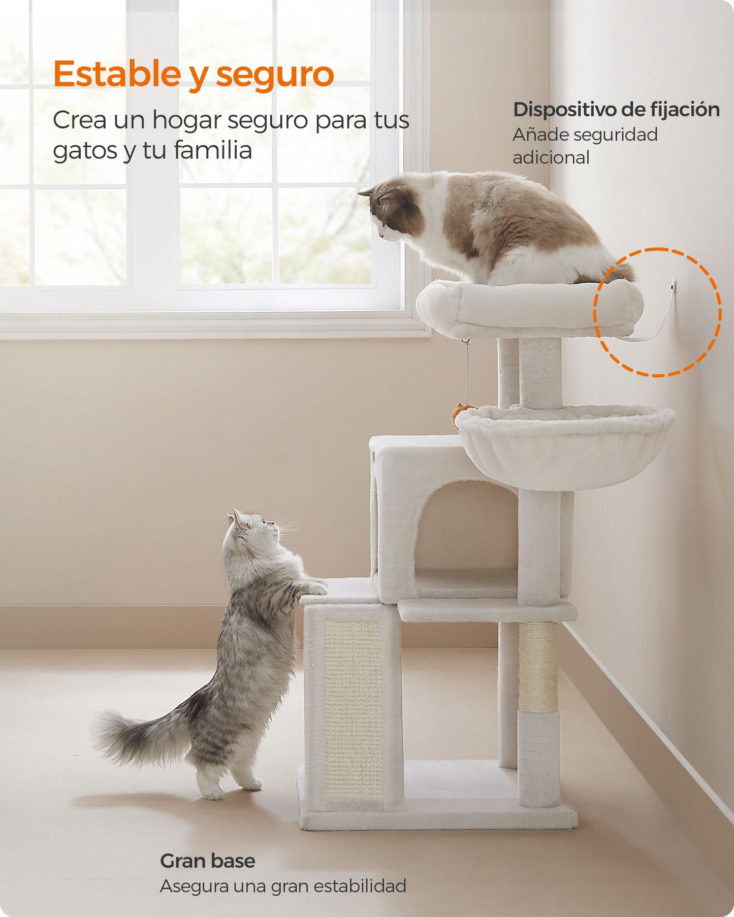 Árbol de Gatos para Gatos Grandes Blanco Crema-Feandrea