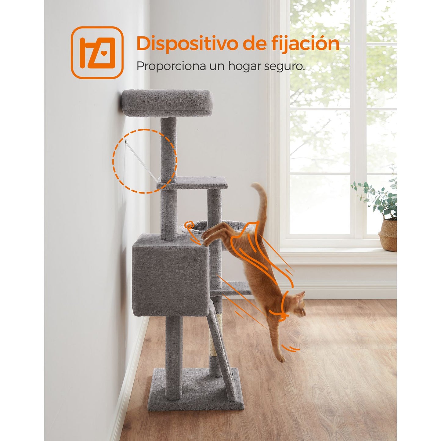 Árbol para Gatos Pequeños 135 cm con Cubierta de Plataforma Extraíble y Lavable-Feandrea