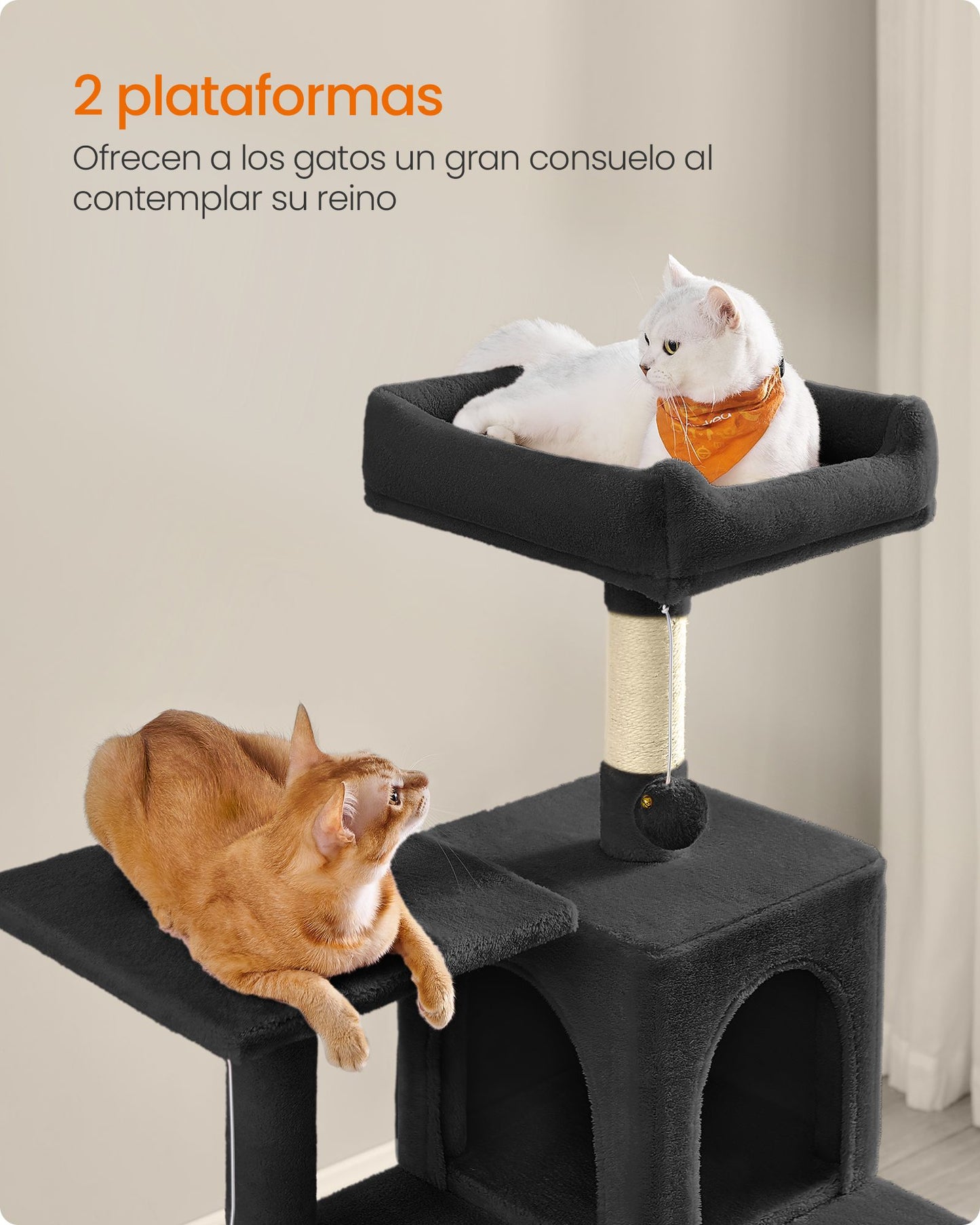 Árbol para Gatos Altura 143 cm Multinivel Negro Tinta-Feandrea