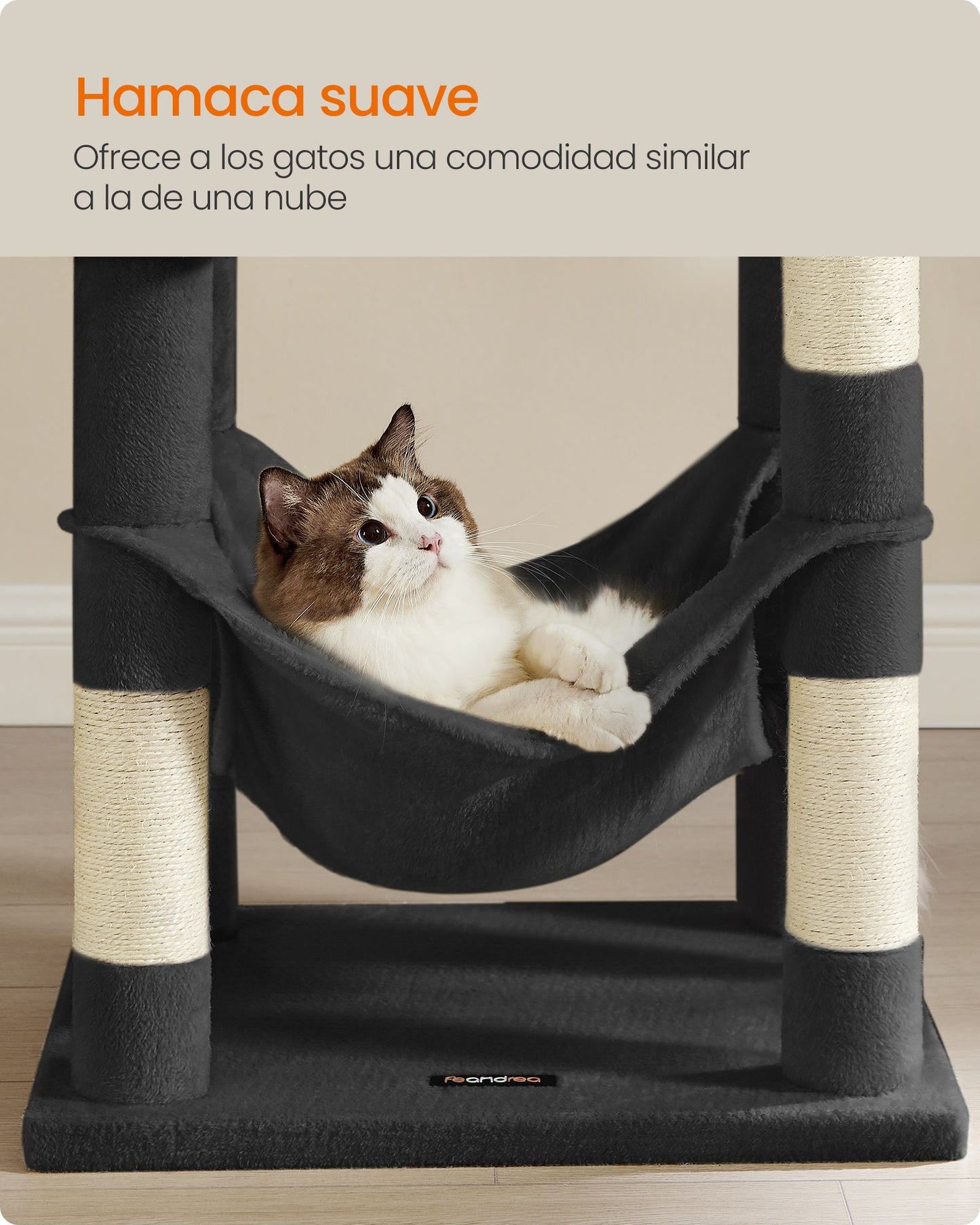 Árbol para Gatos Altura 143 cm Multinivel Negro Tinta-Feandrea